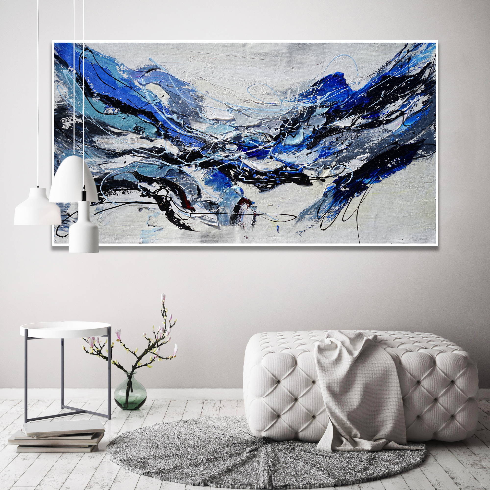 Hand painted Sea Abstract 75x150cm