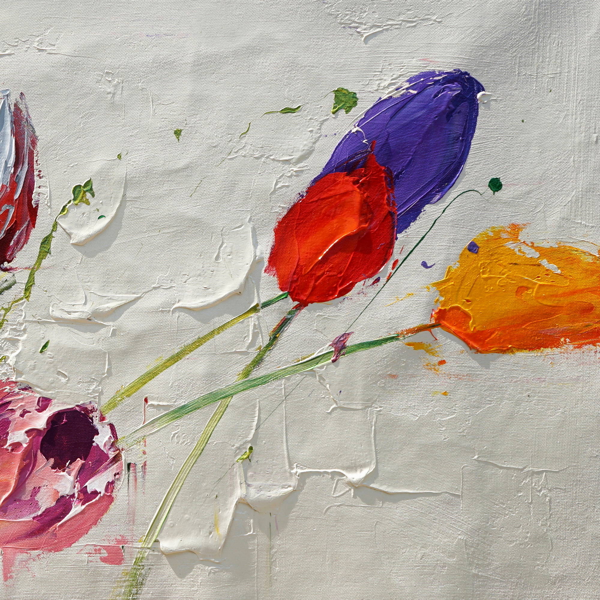 Dipinto a mano Composizione Astratta Tulipani 75x150cm
