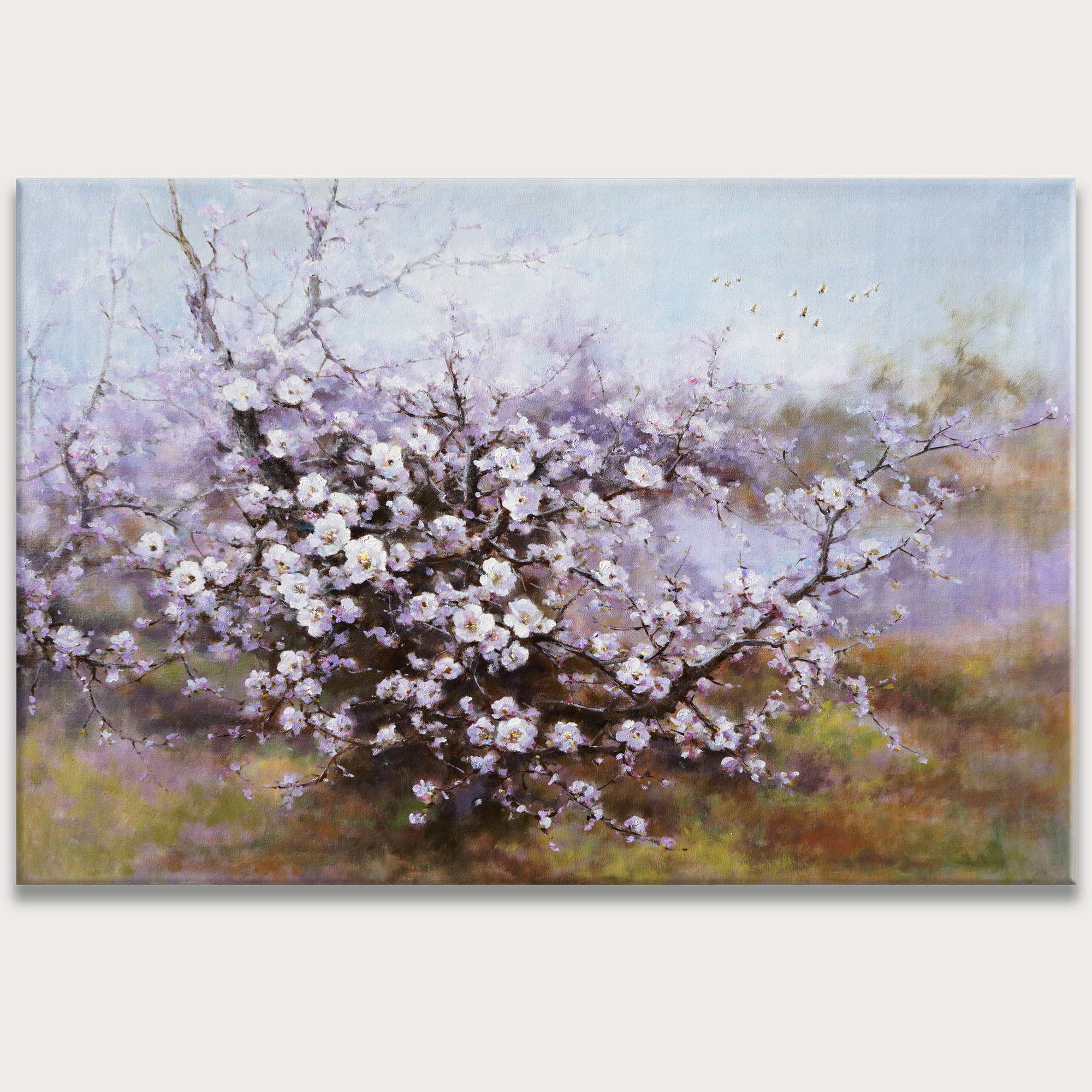 Dipinto a mano Ciliegio in fiore Primavera 100x150cm