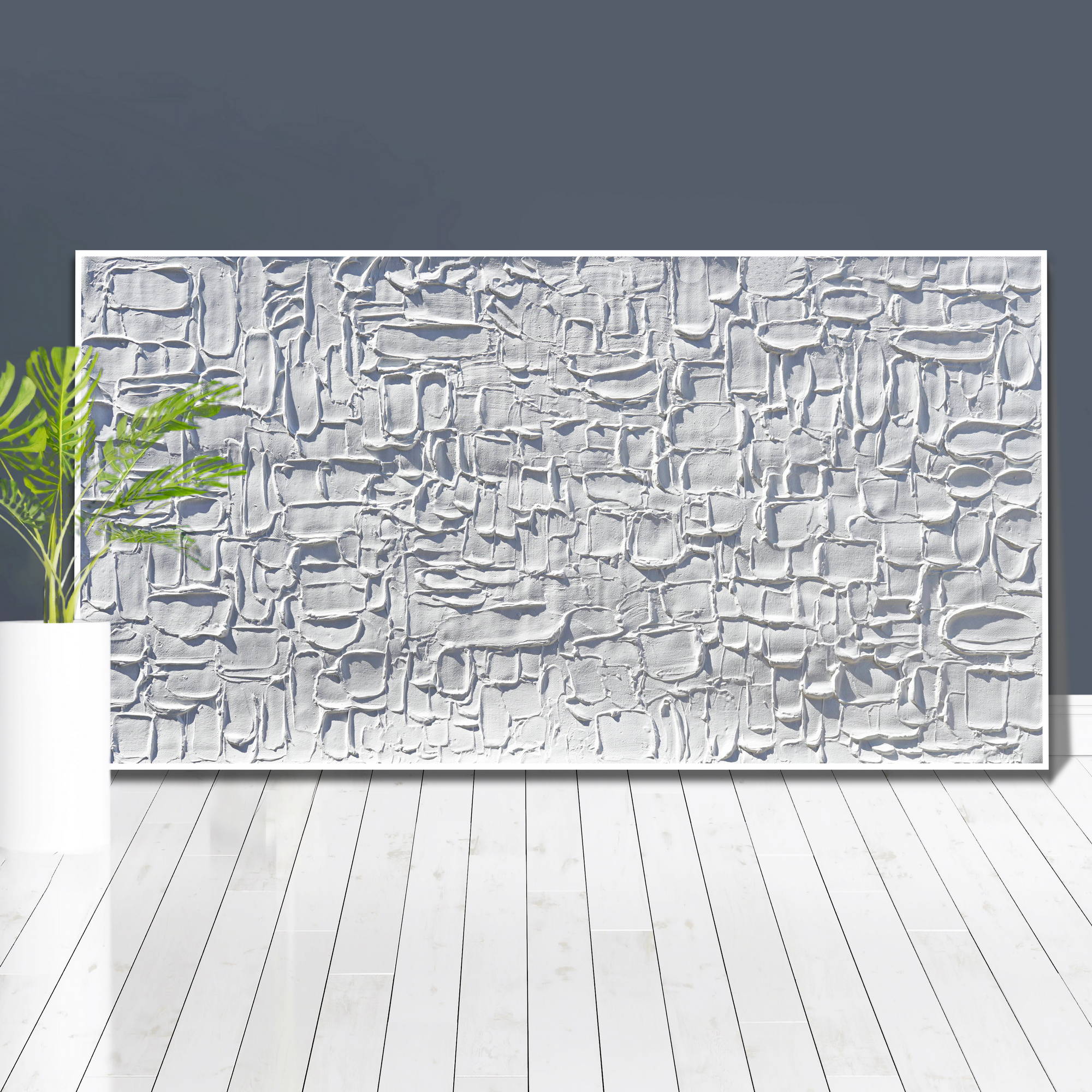 Hand painted Abstract White 60x120cm