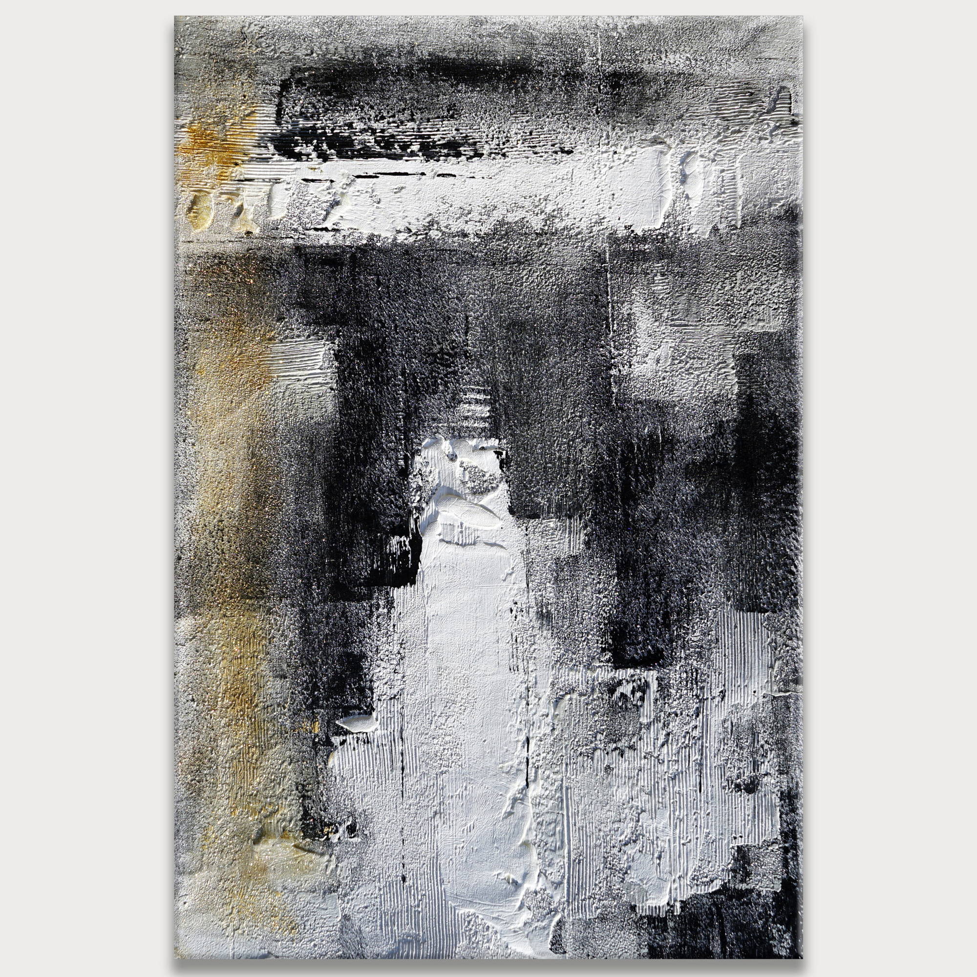 Hand painted Abstract White Black Gold 80x120cm