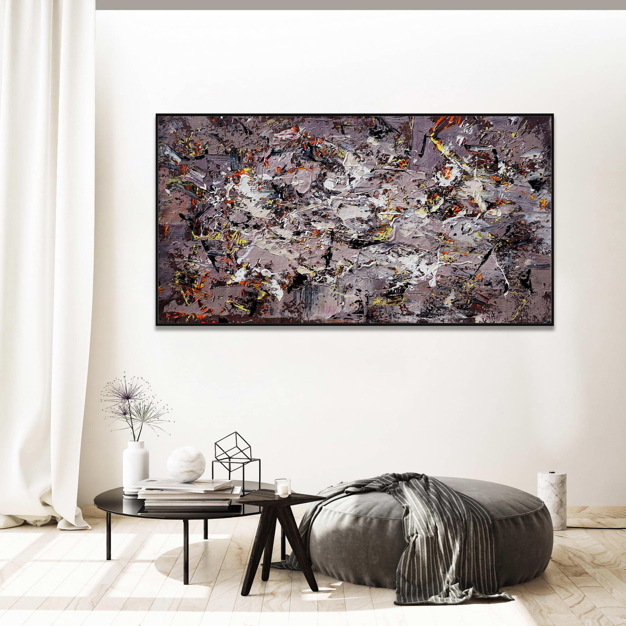 Hand painted Abstract Colors and Shapes 75x150cm