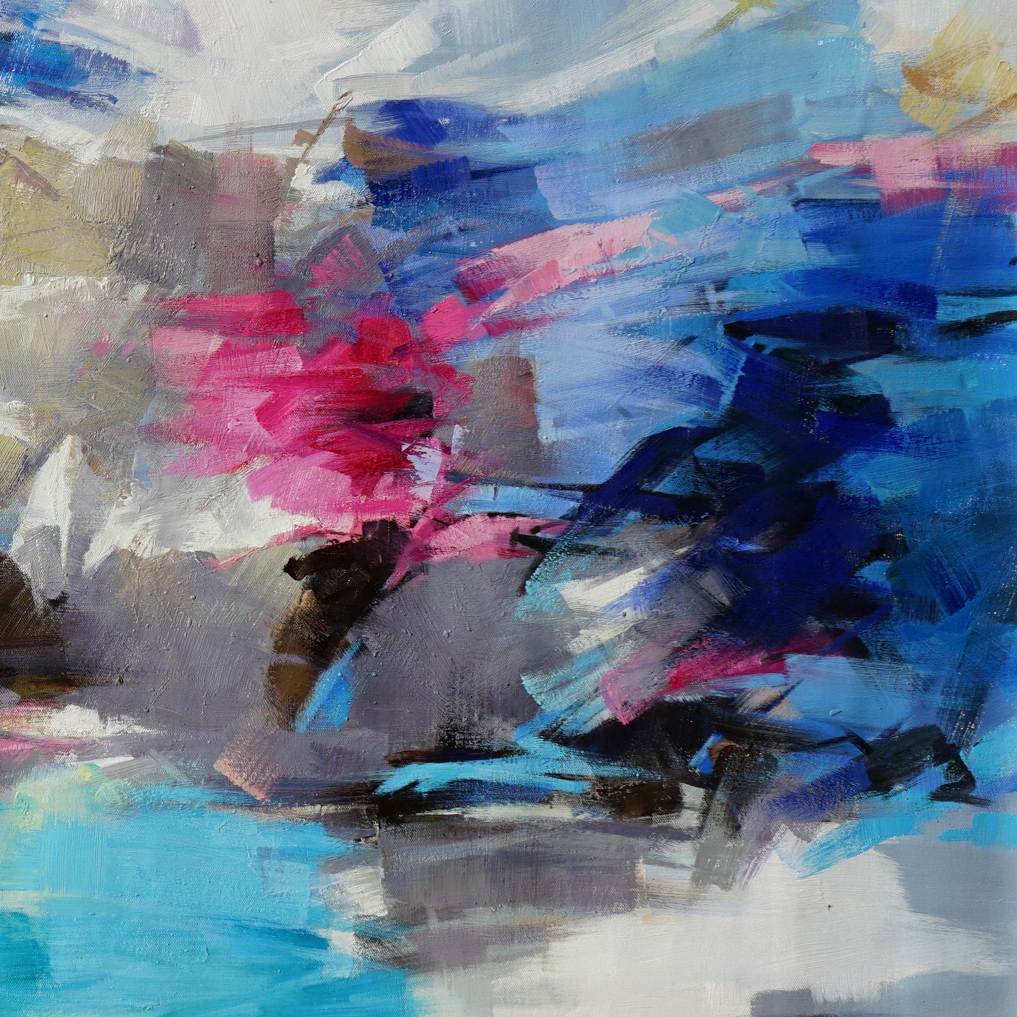 Dipinto a mano Astratto colori tenui Nuvole di colore 90x180cm