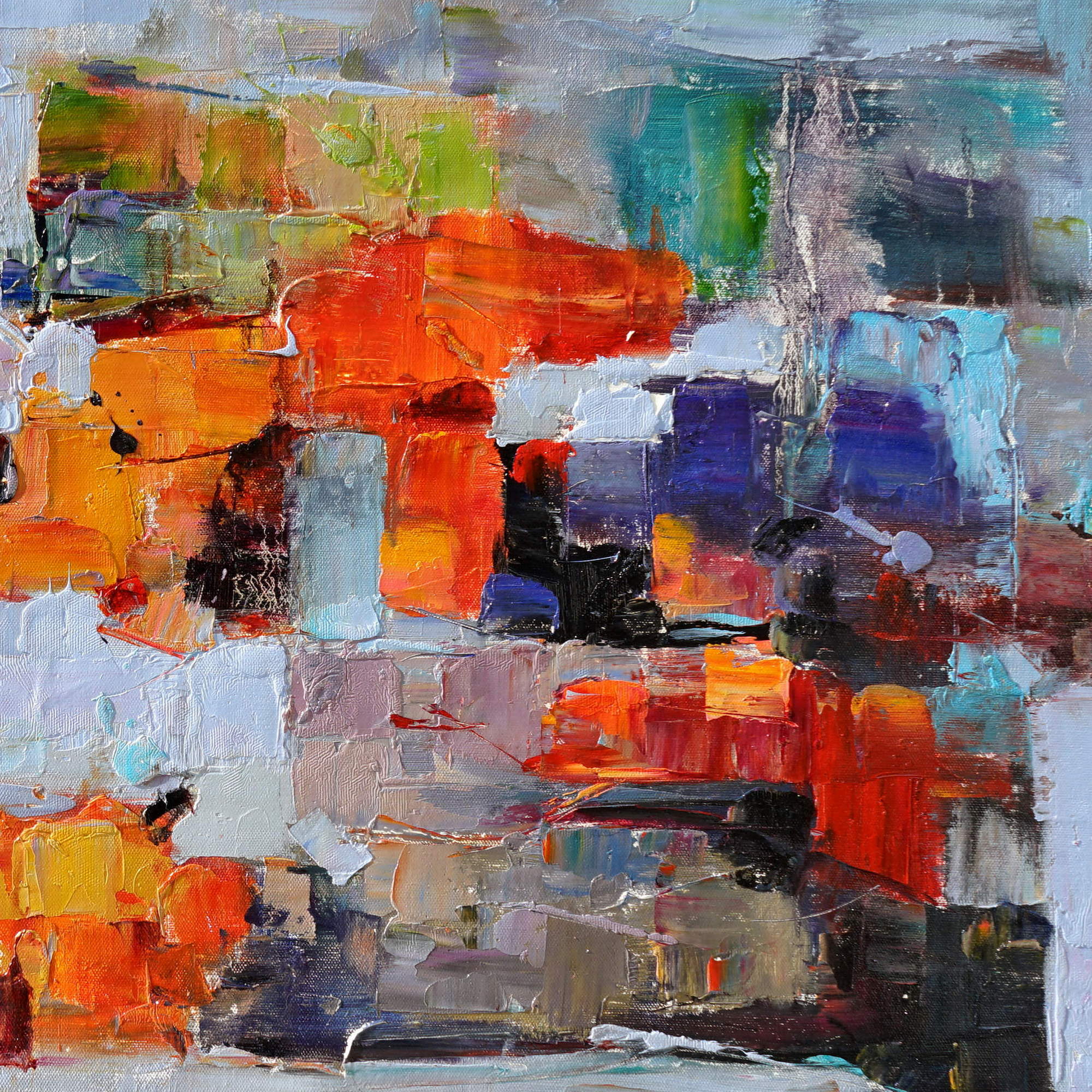 Hand painted Abstract with bright colors 60x120cm