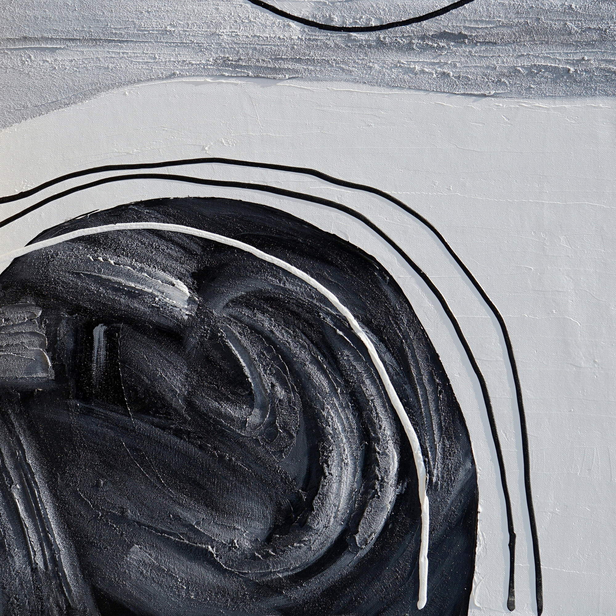Hand painted Abstract Black and White 75x100cm