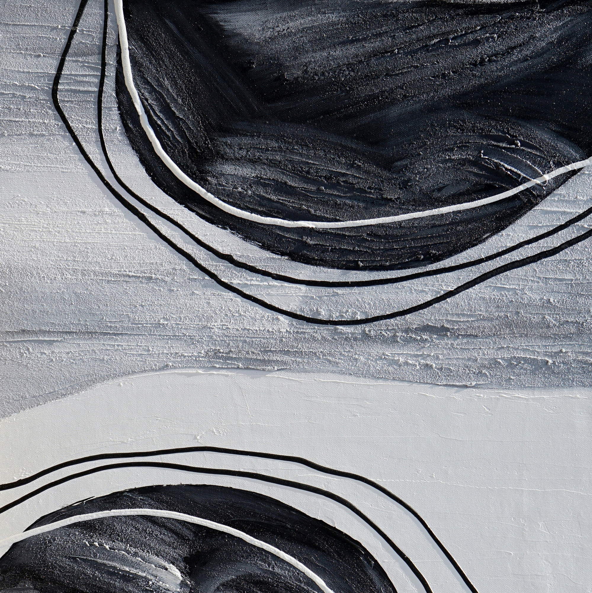 Hand painted Abstract Black and White 75x100cm