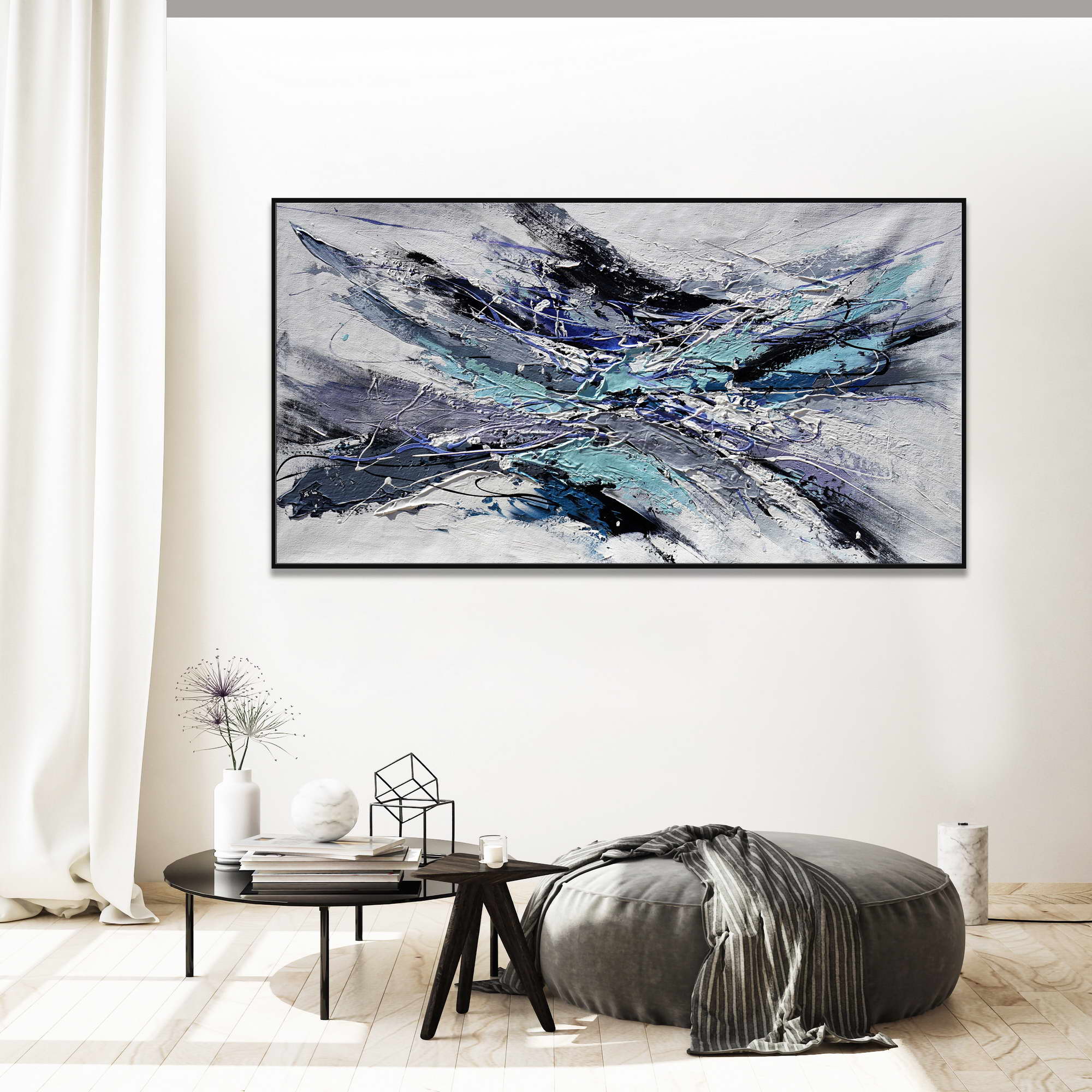 Hand painted Abstract of Chromatic Confusion 75x150cm