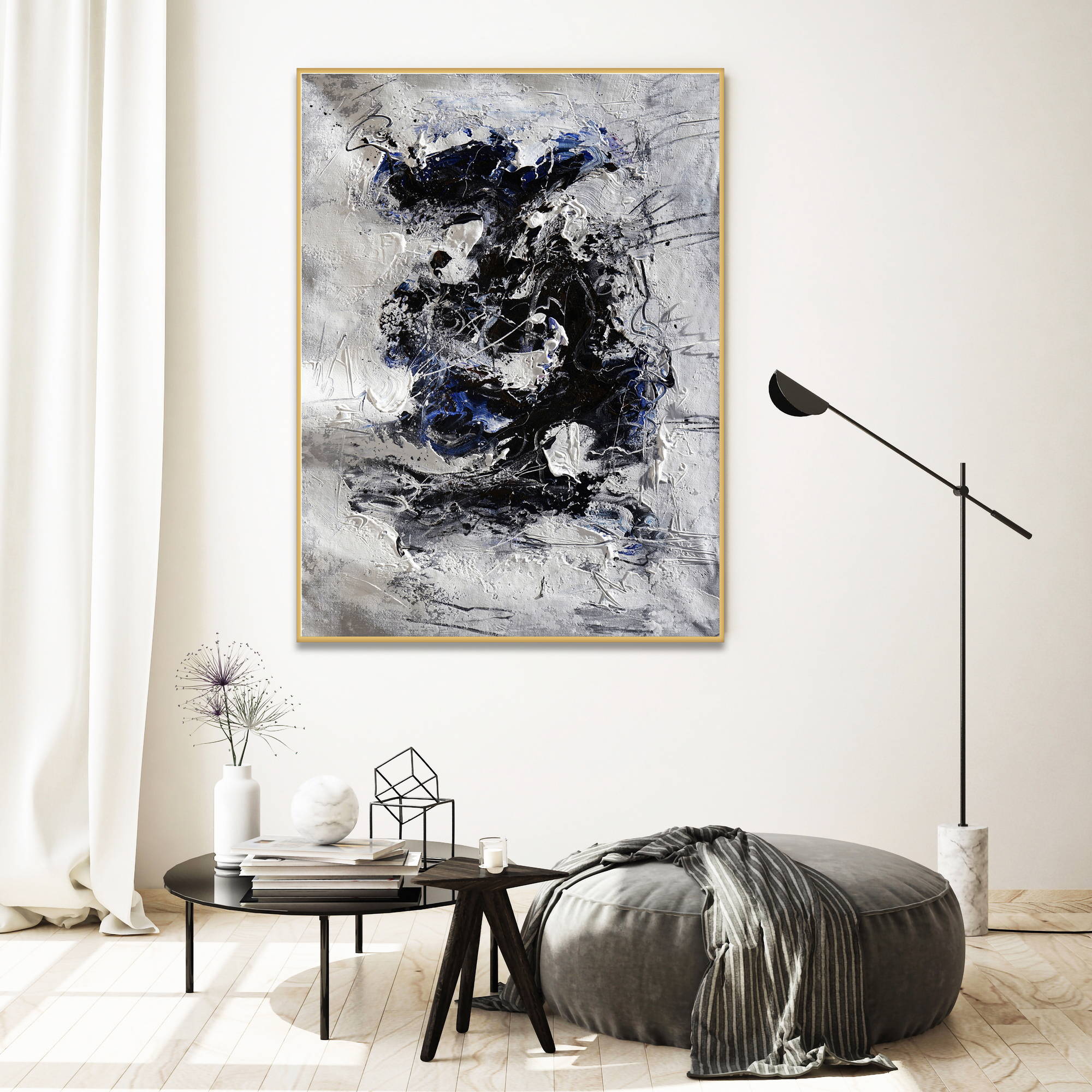 Hand painted Abstract Blue Tone 80x120cm