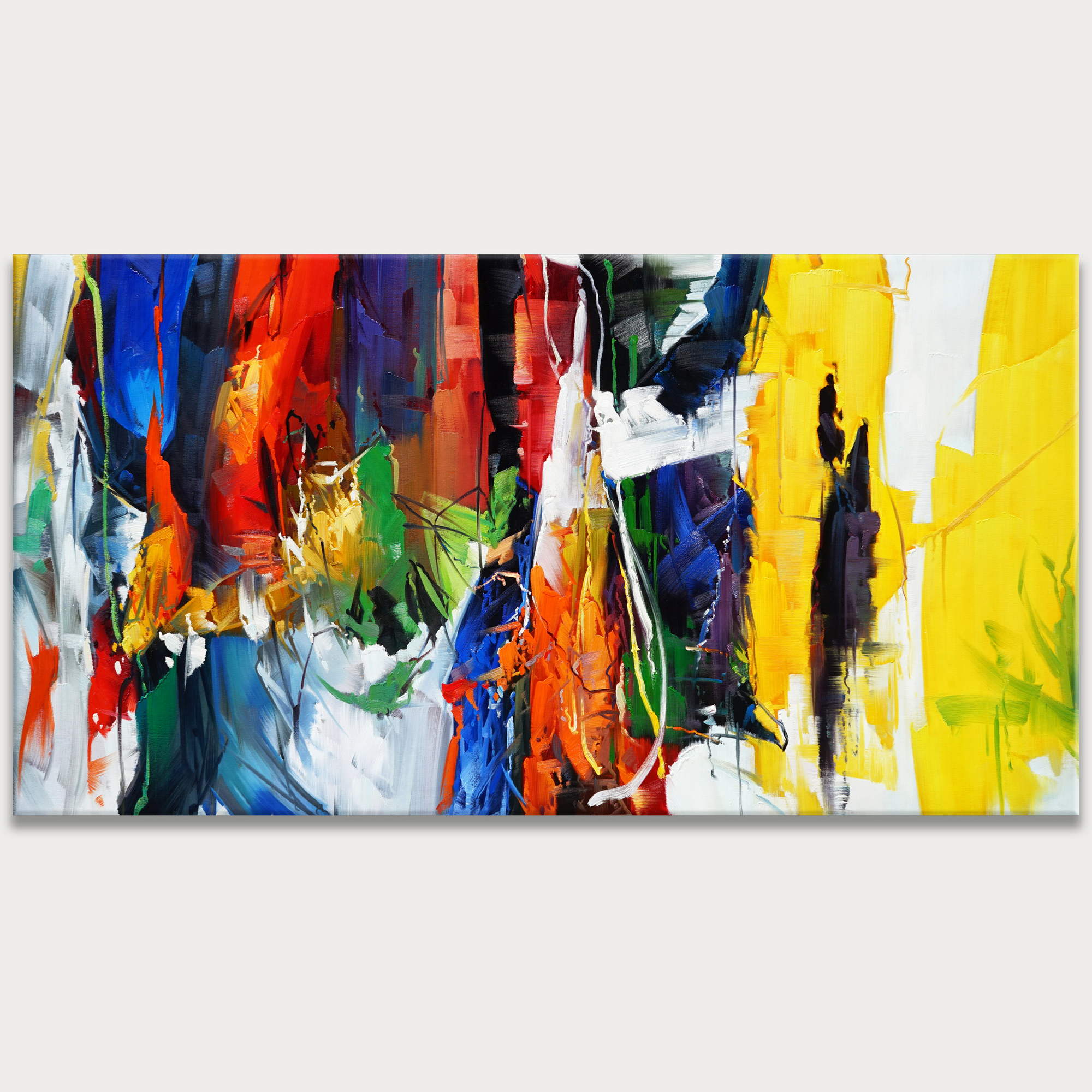 Hand painted Abstract Explosion of colors 100x200cm