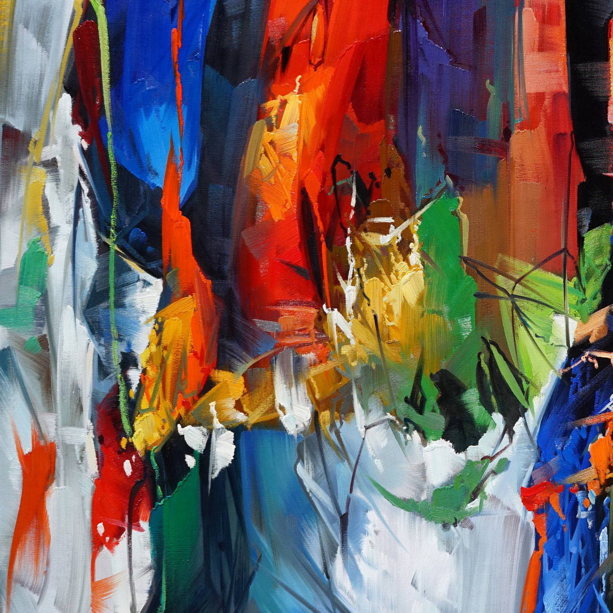 Hand painted Abstract Explosion of colors 100x200cm