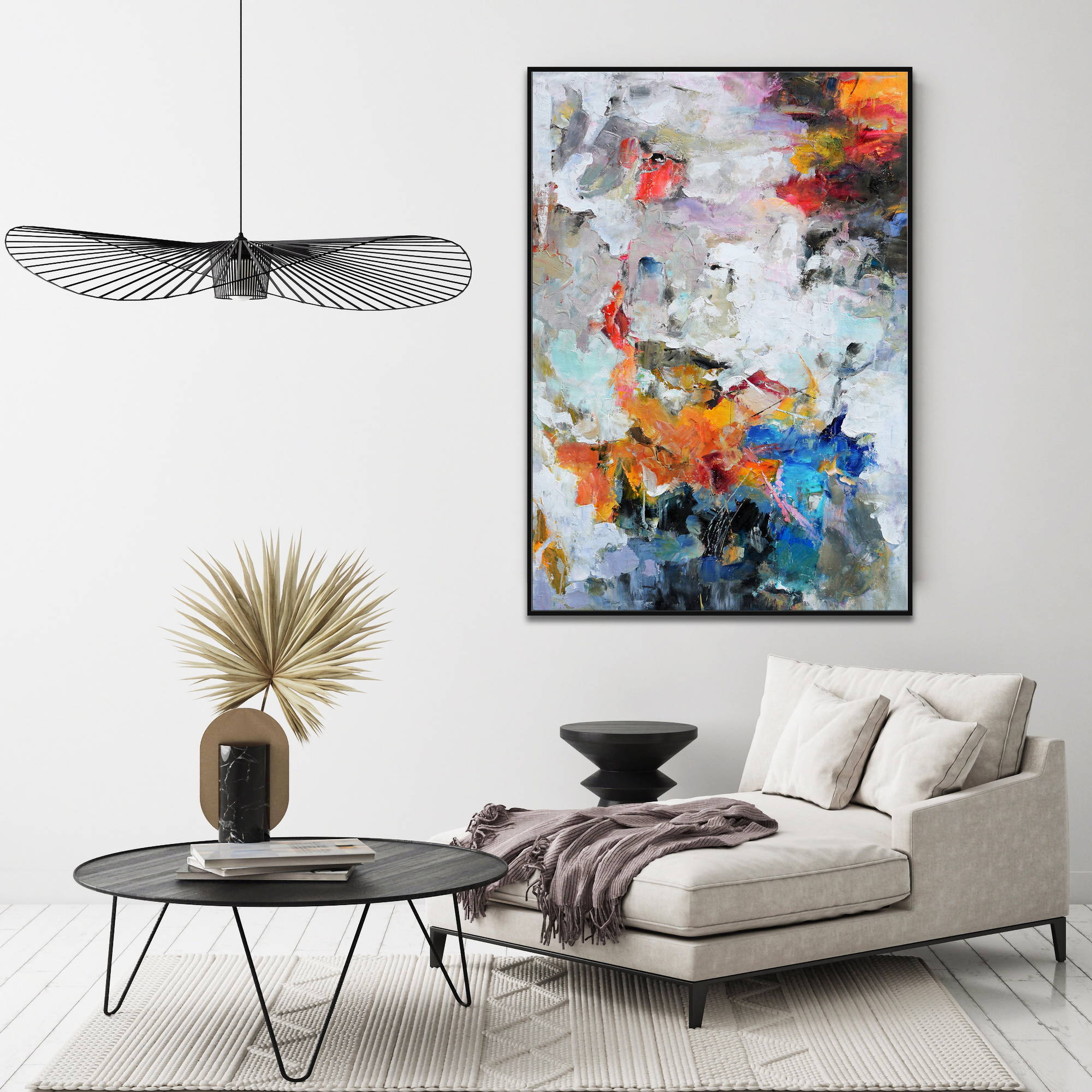 Hand painted Abstract Explosion of colors 80x120cm