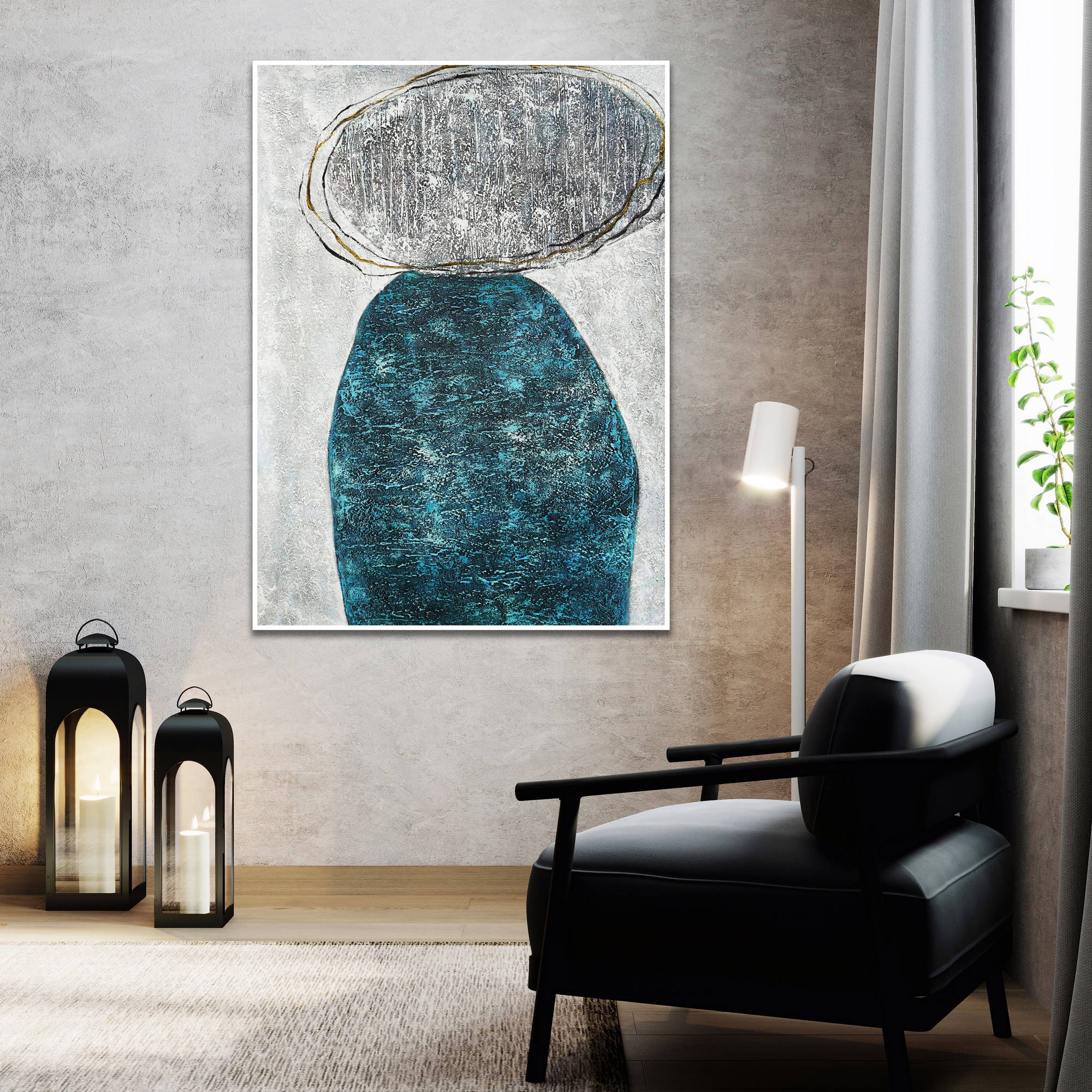 Hand painted Abstract geometric figures 80x120cm