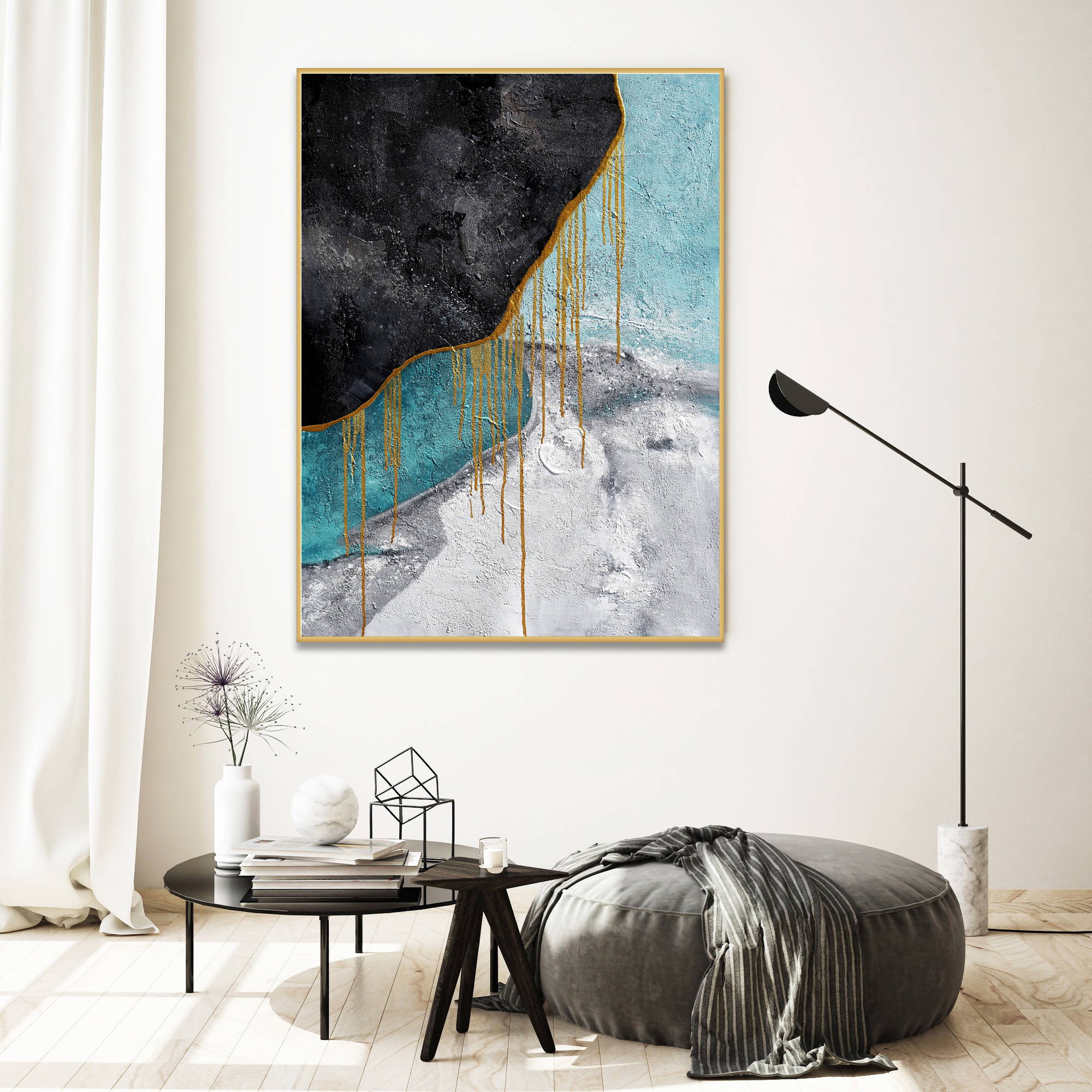 Hand painted Abstract Geometric Figures 80x120cm