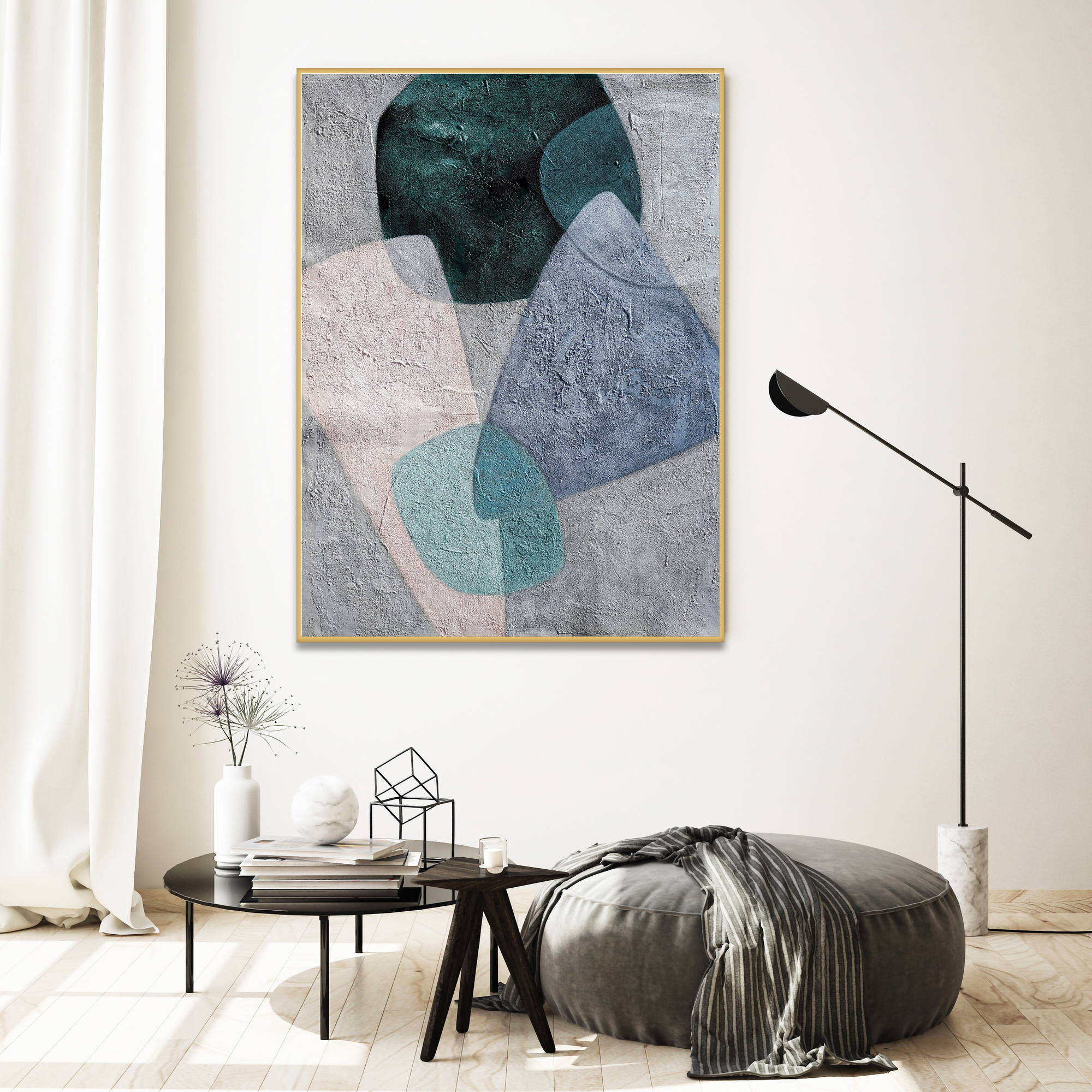 Hand painted Abstract Geometric figures 80x120cm