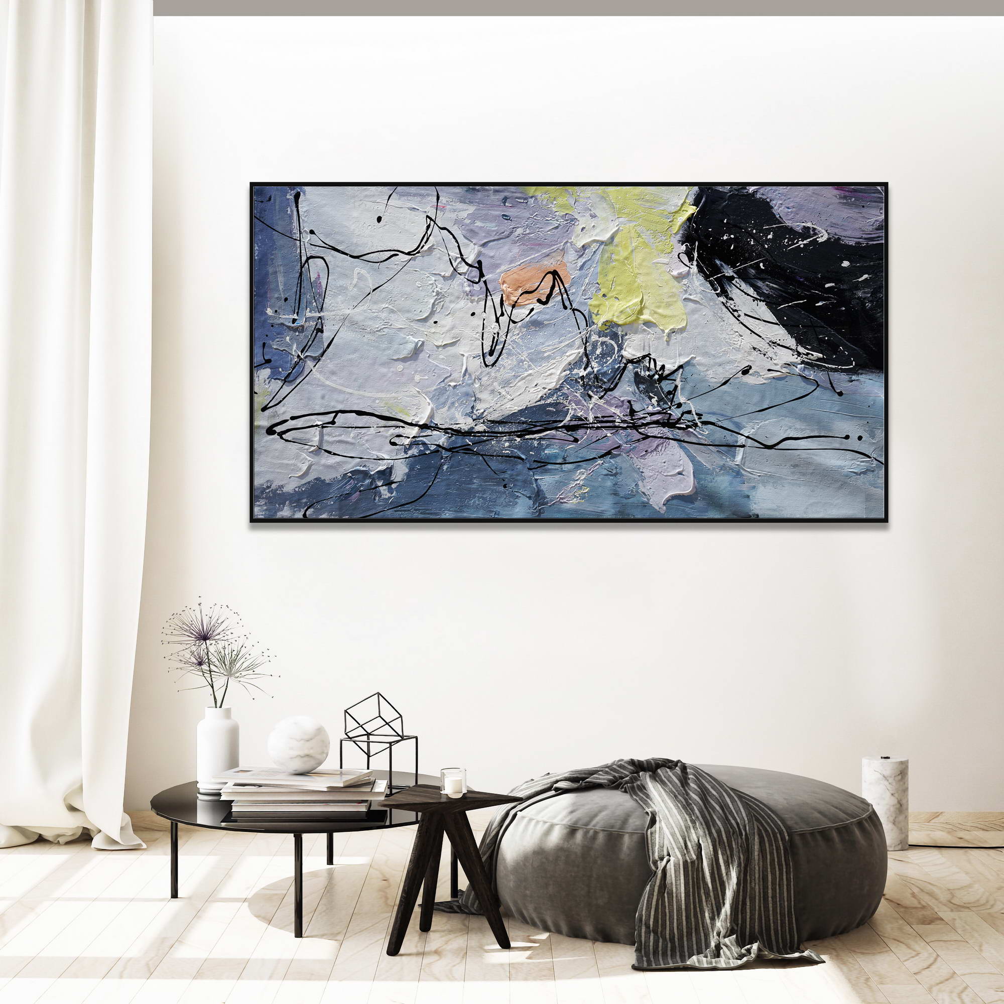 Hand painted Abstract Informal 75x150cm