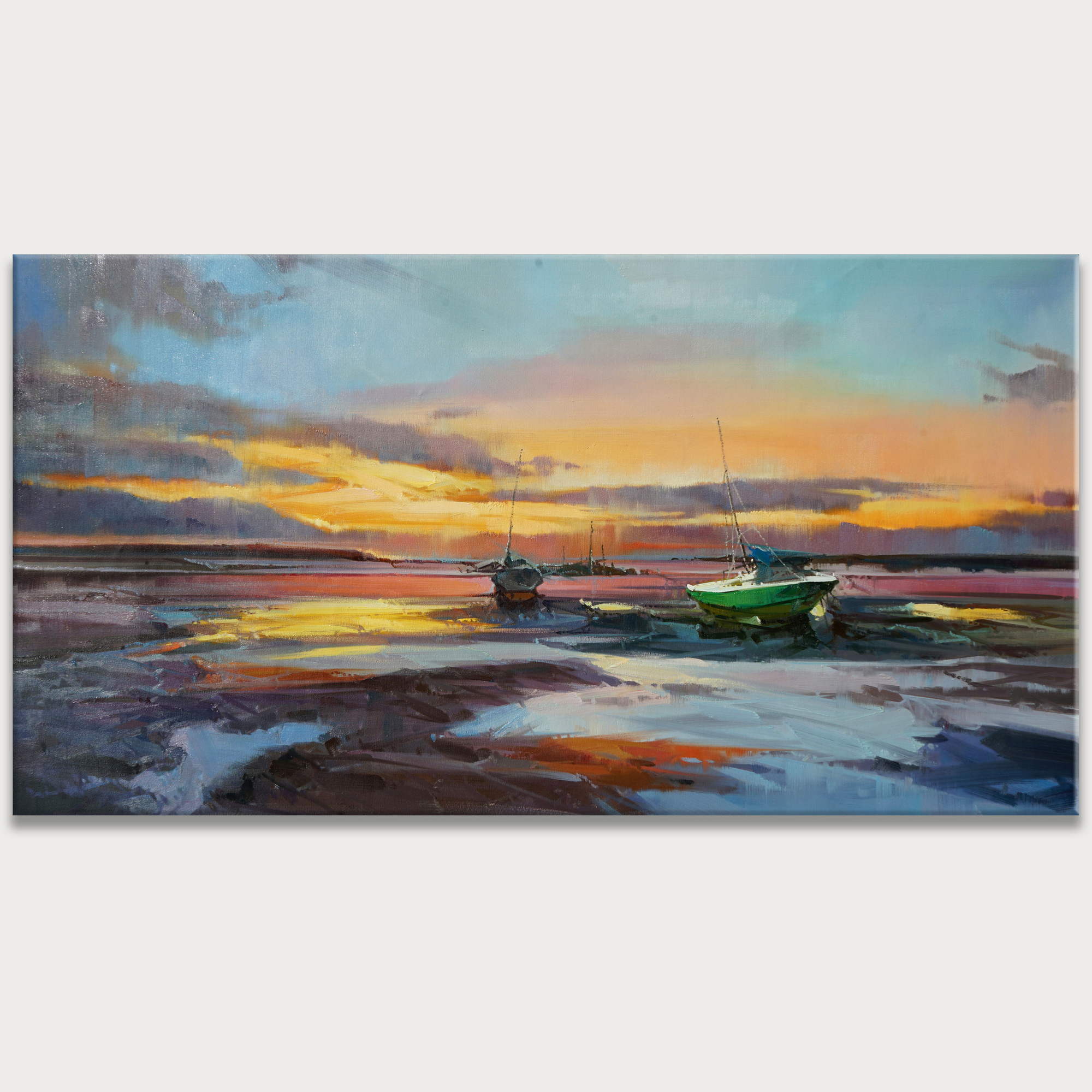 Dipinto a mano Astratto Marina al tramonto 90x180cm