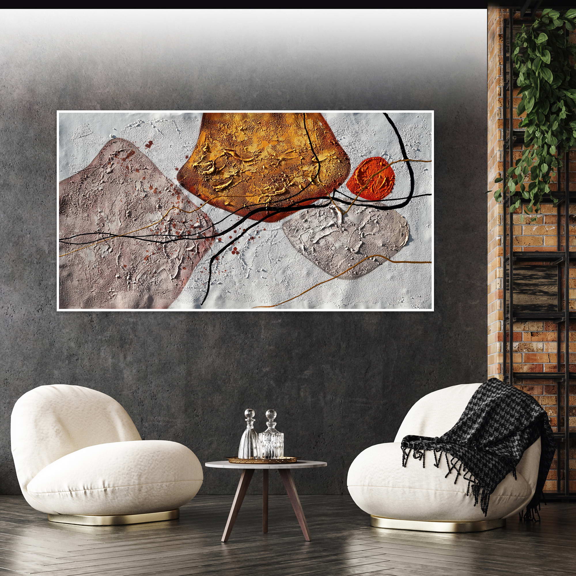 Hand painted Abstract Material 75x150cm