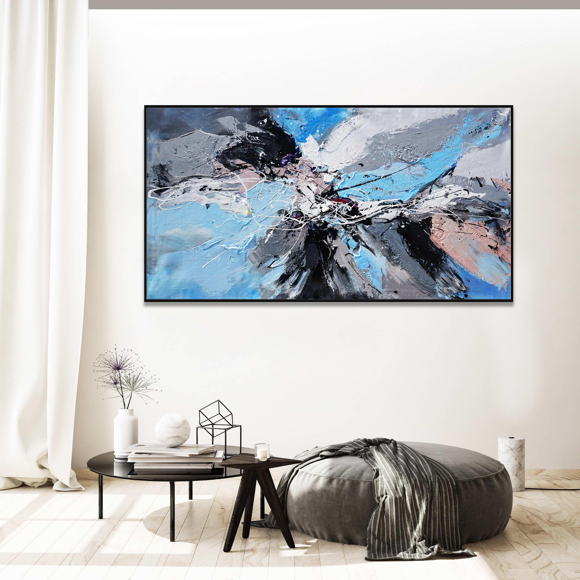 Hand painted Abstract material 75x150cm