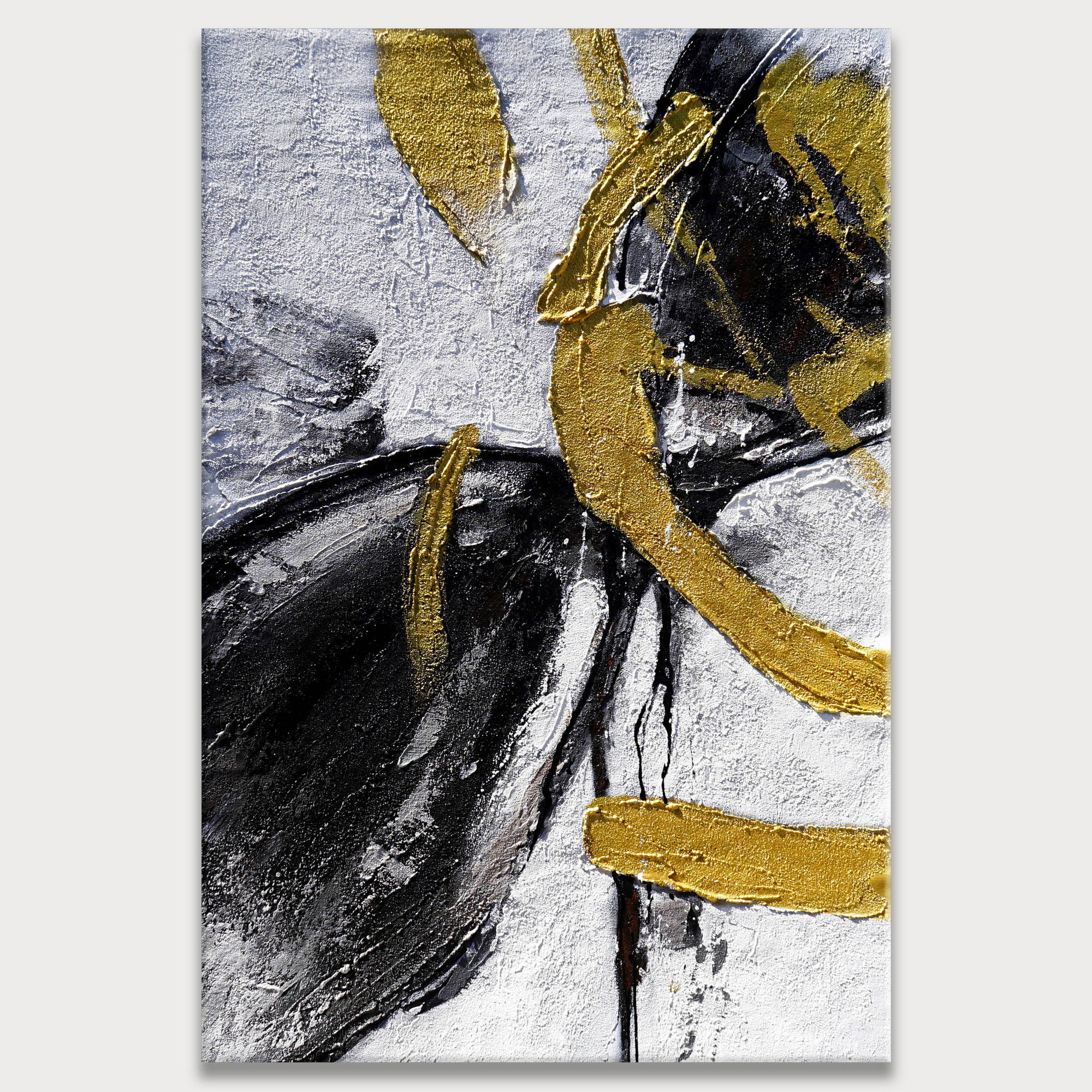 Hand painted Abstract Material Black and Gold 80x120cm