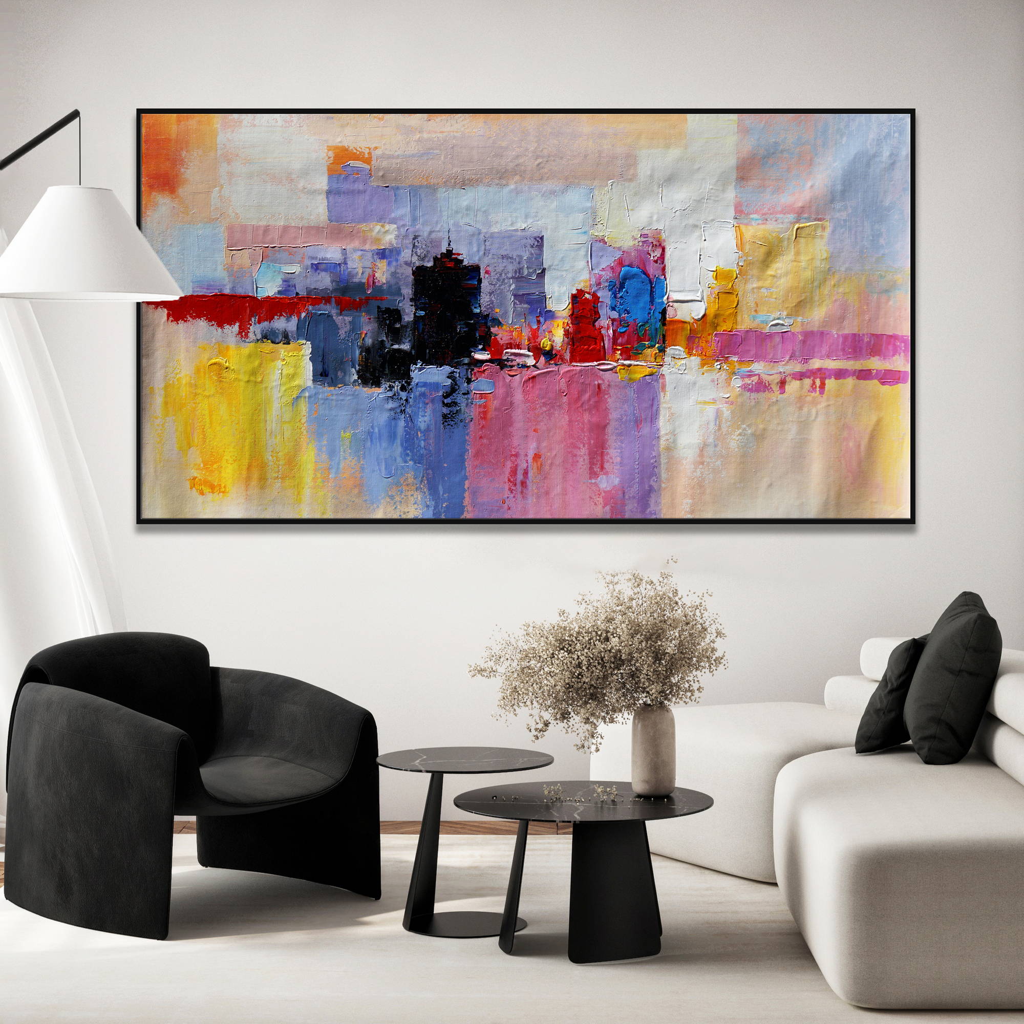 Hand painted Abstract Color Clouds 90x180cm