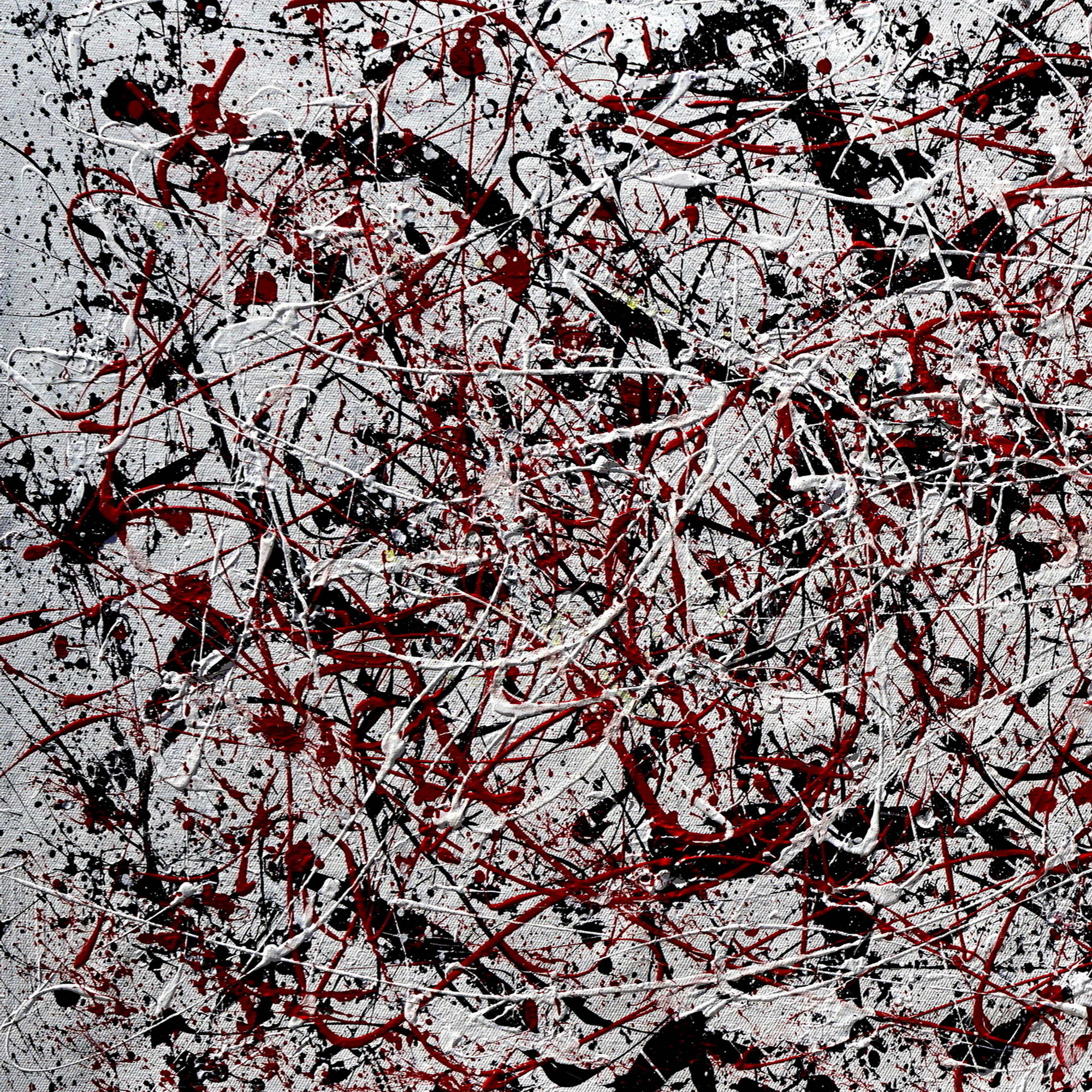 Dipinto a mano Astratto Rosso e Nero stile Pollock 75x150cm