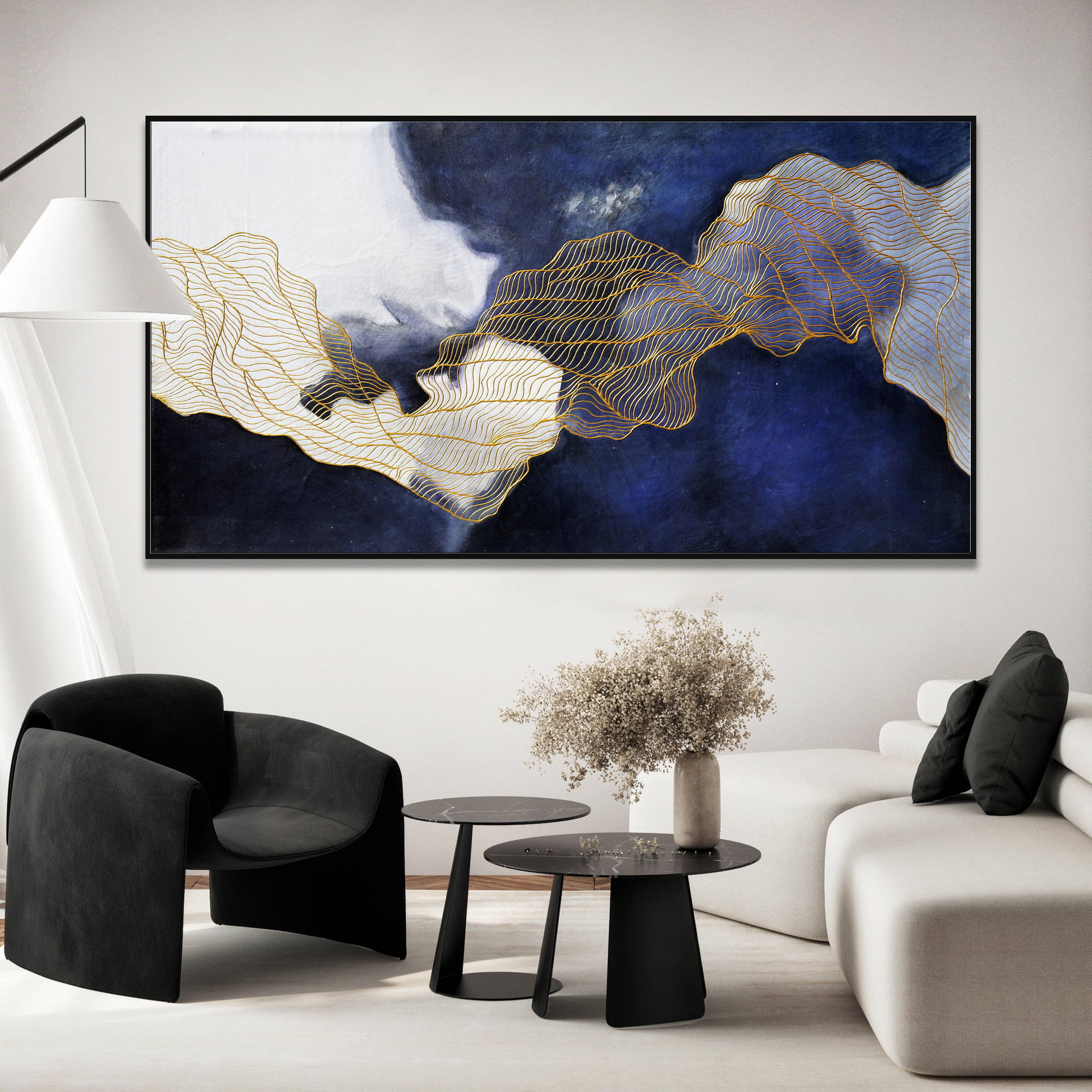 Hand painted Abstract Metallic sound 90x180cm