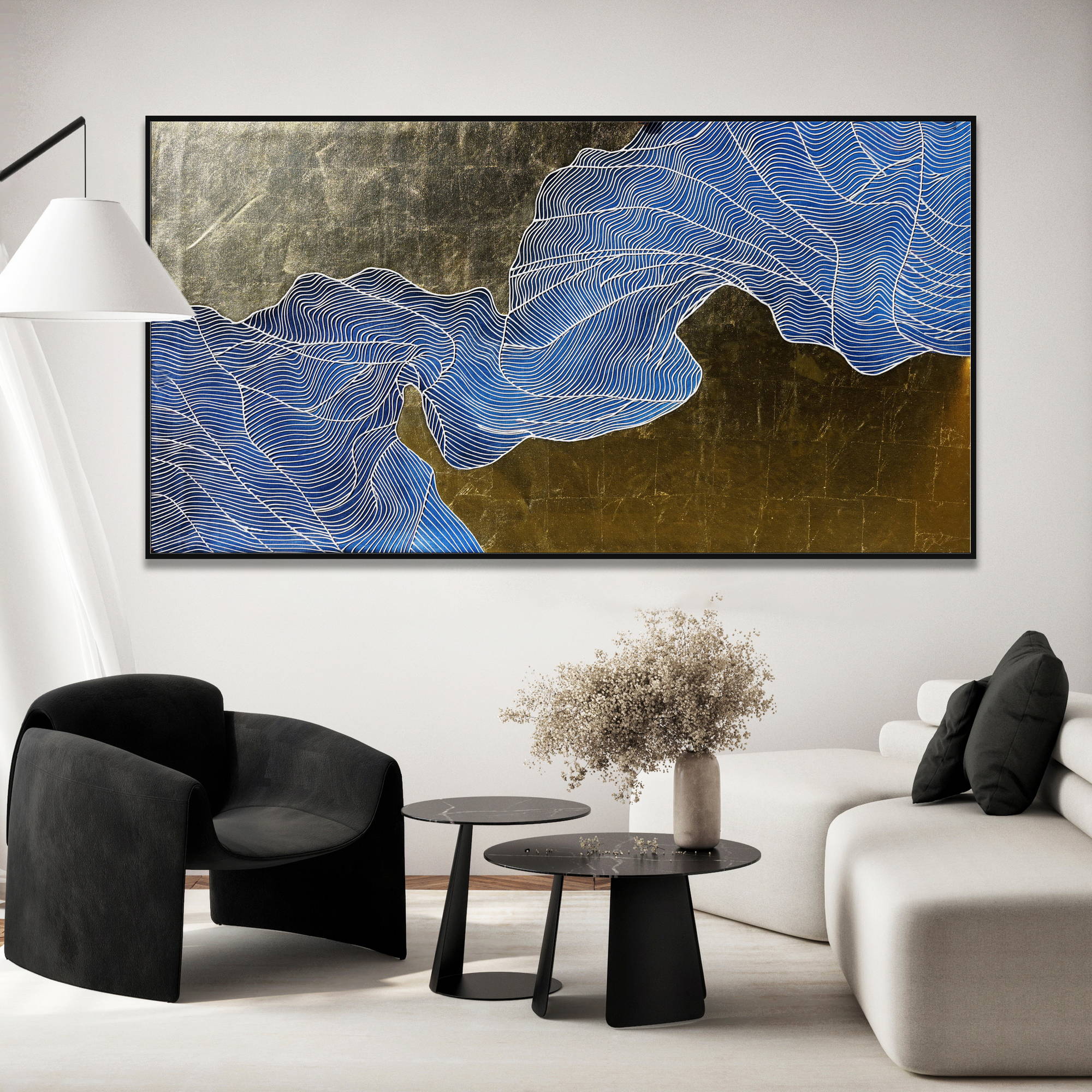 Hand painted Abstract Metallic sound 90x180cm