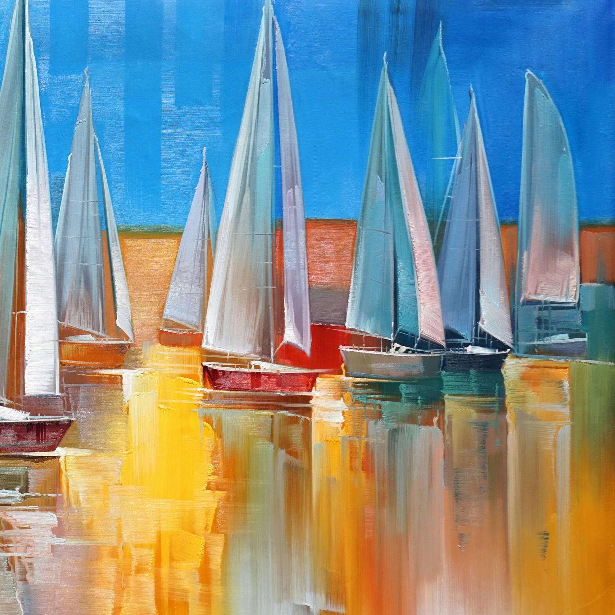 Hand painted Abstract Colorful Sails 120x240cm