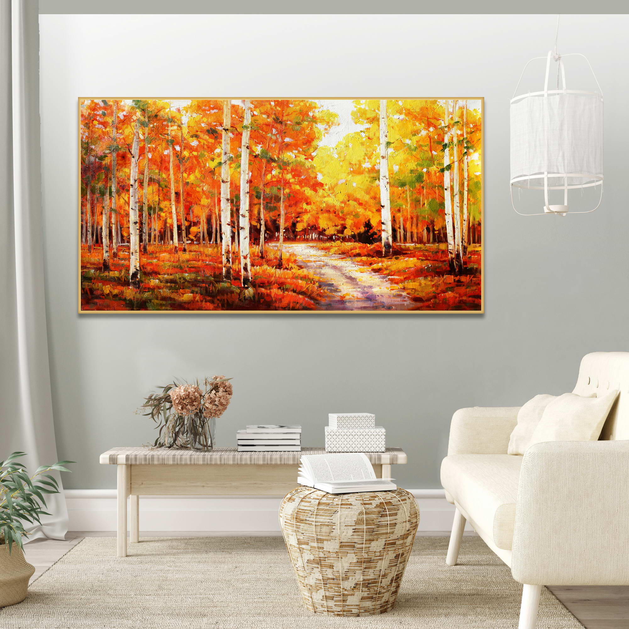 Hand painted Autumn Forest 75x150cm