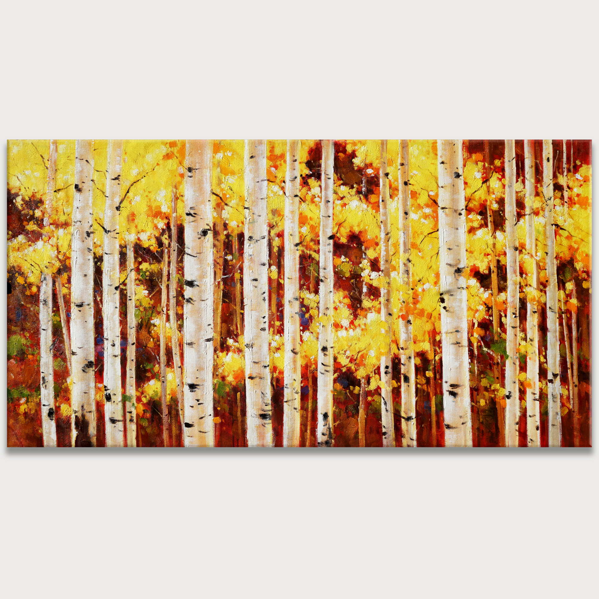 Hand painted Birch Forest in Autumn 75x150cm