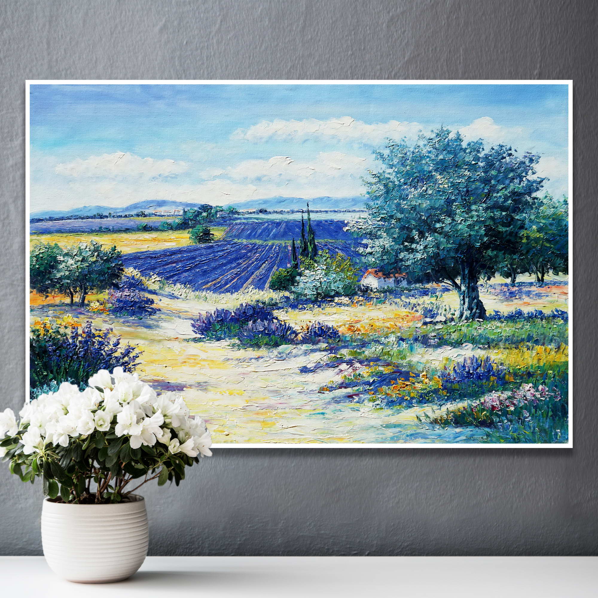 Hand painted Lavender Fields 60x90cm