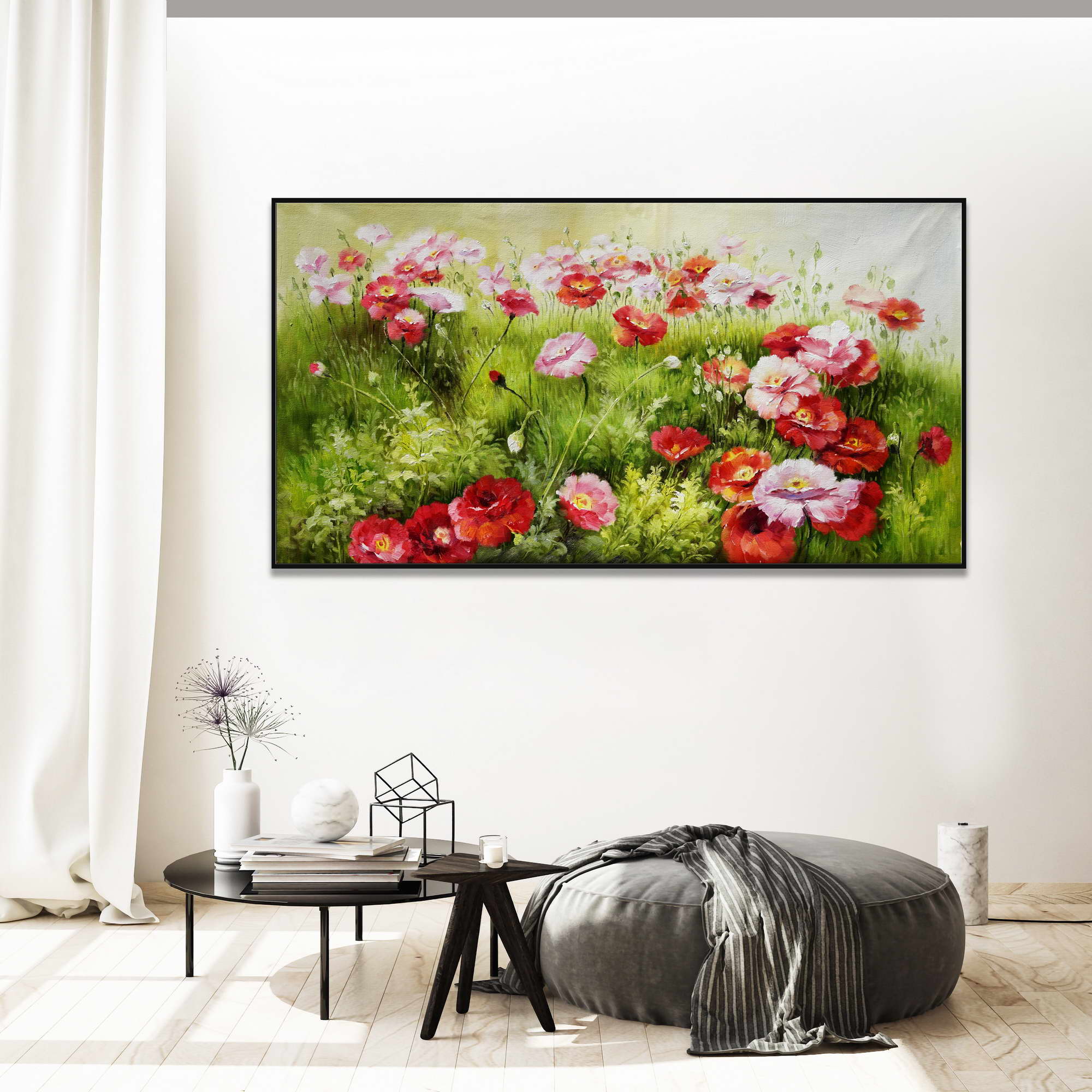 Hand painted Field of Flowers 75x150cm