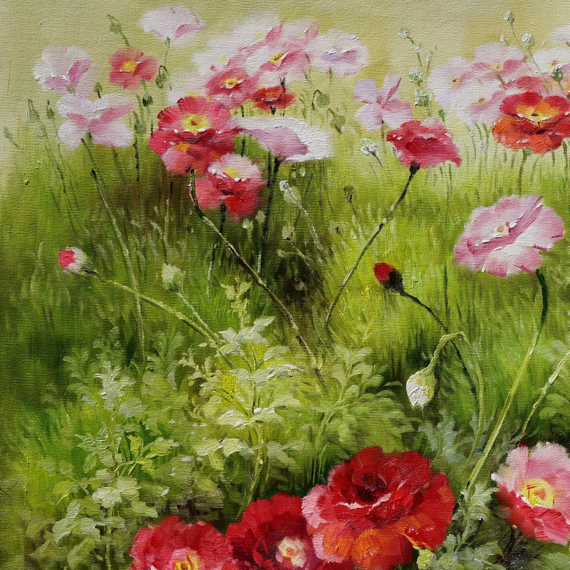 Hand painted Field of Flowers 75x150cm
