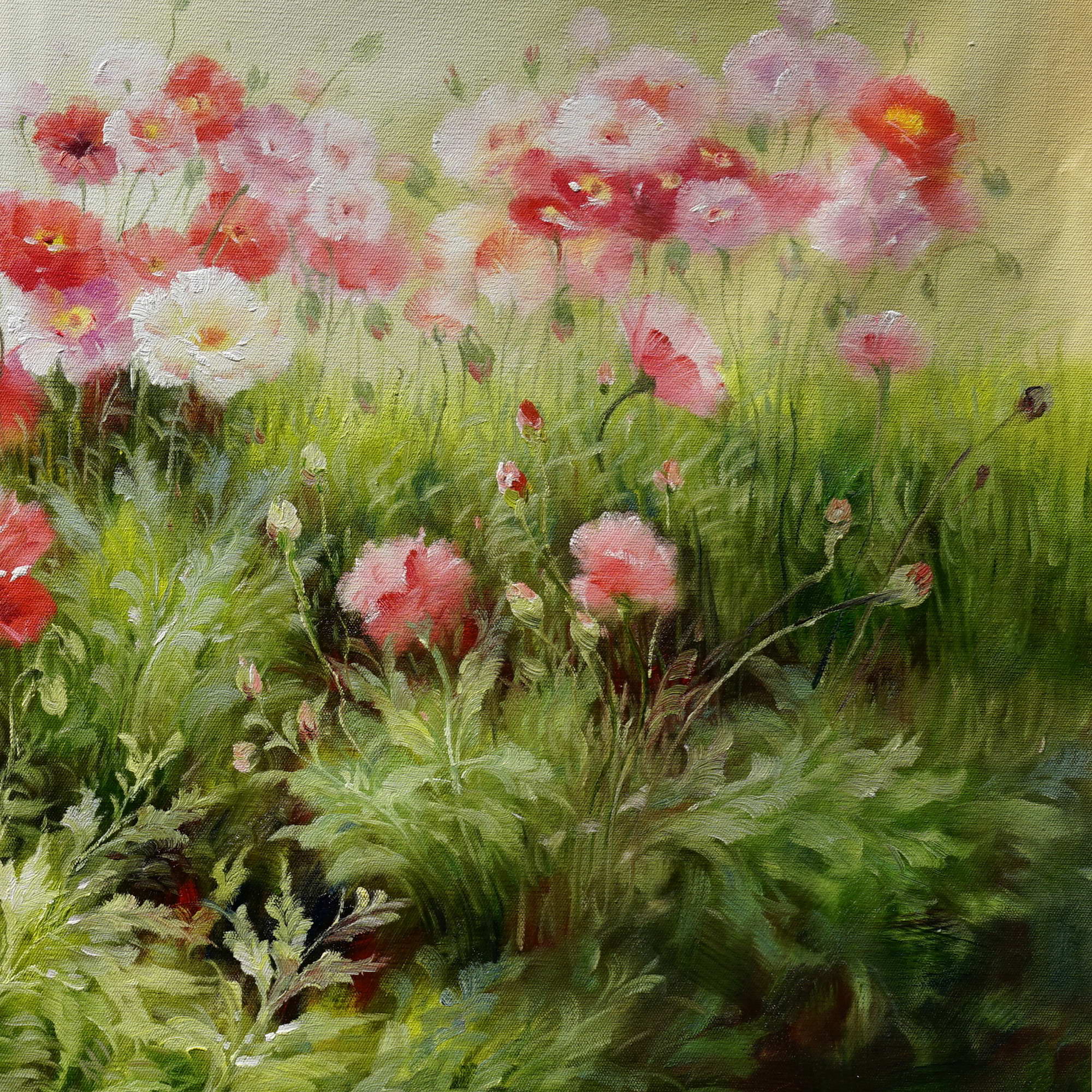Hand painted Field of flowers 75x150cm