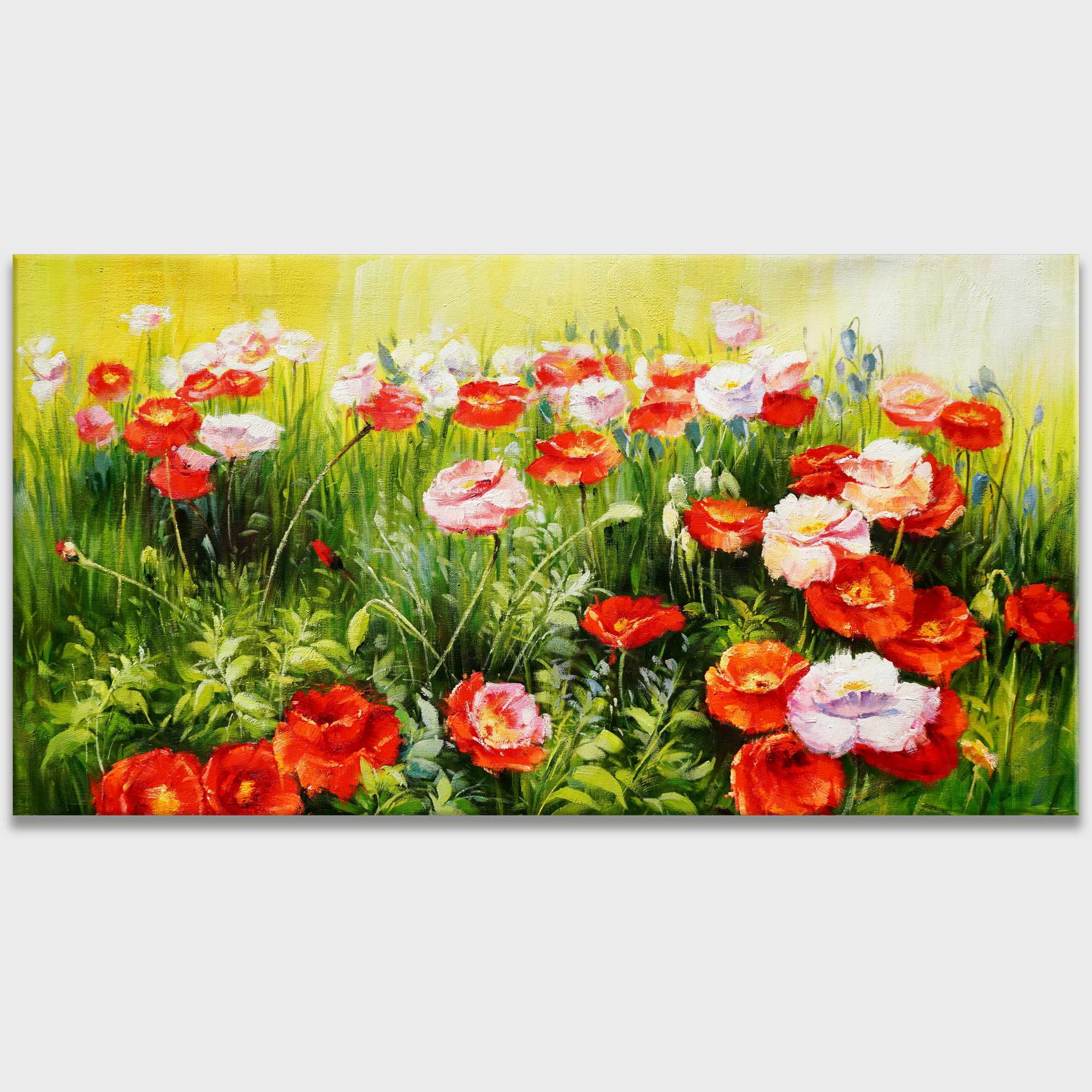 Hand painted Poppy Field 75x150cm