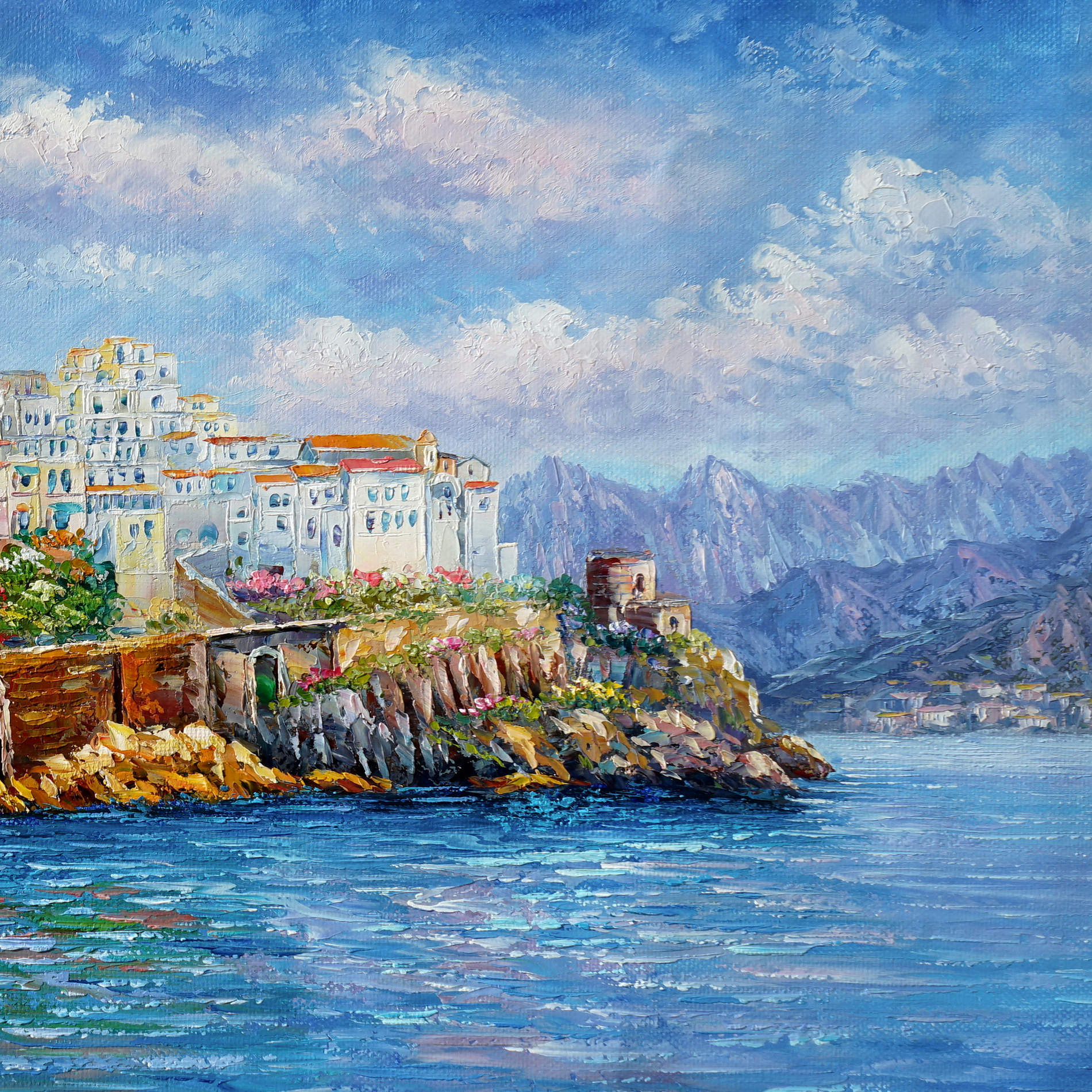 Hand painted Amalfi Coast Amalfi 60x120cm