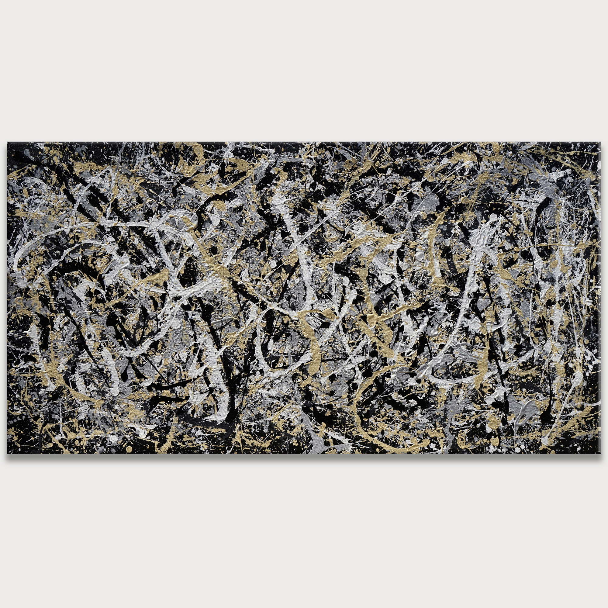 Hand painted Abstract Dynamism Pollock style 75x150cm