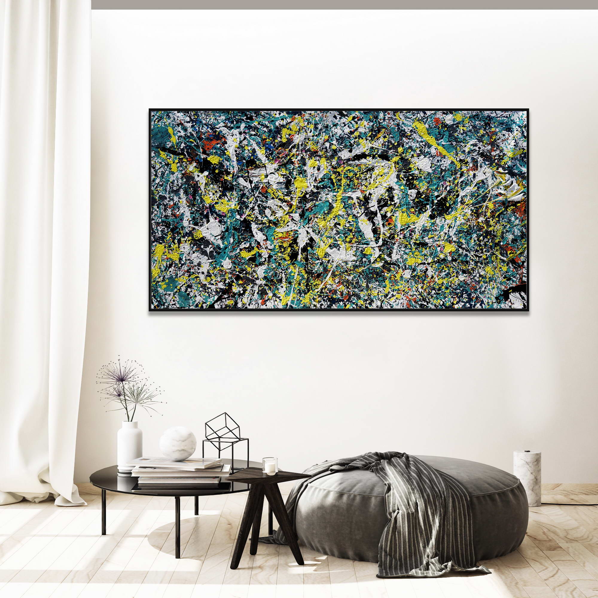 Hand painted Color Explosion 75x150cm