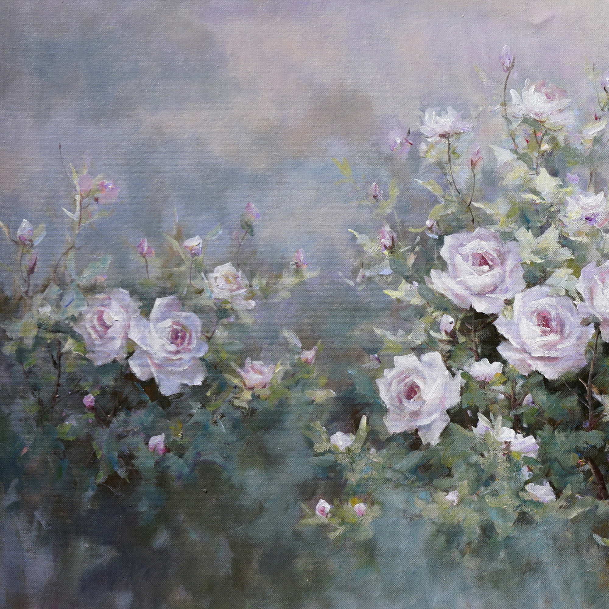 Hand painted Rose Garden 75x150cm