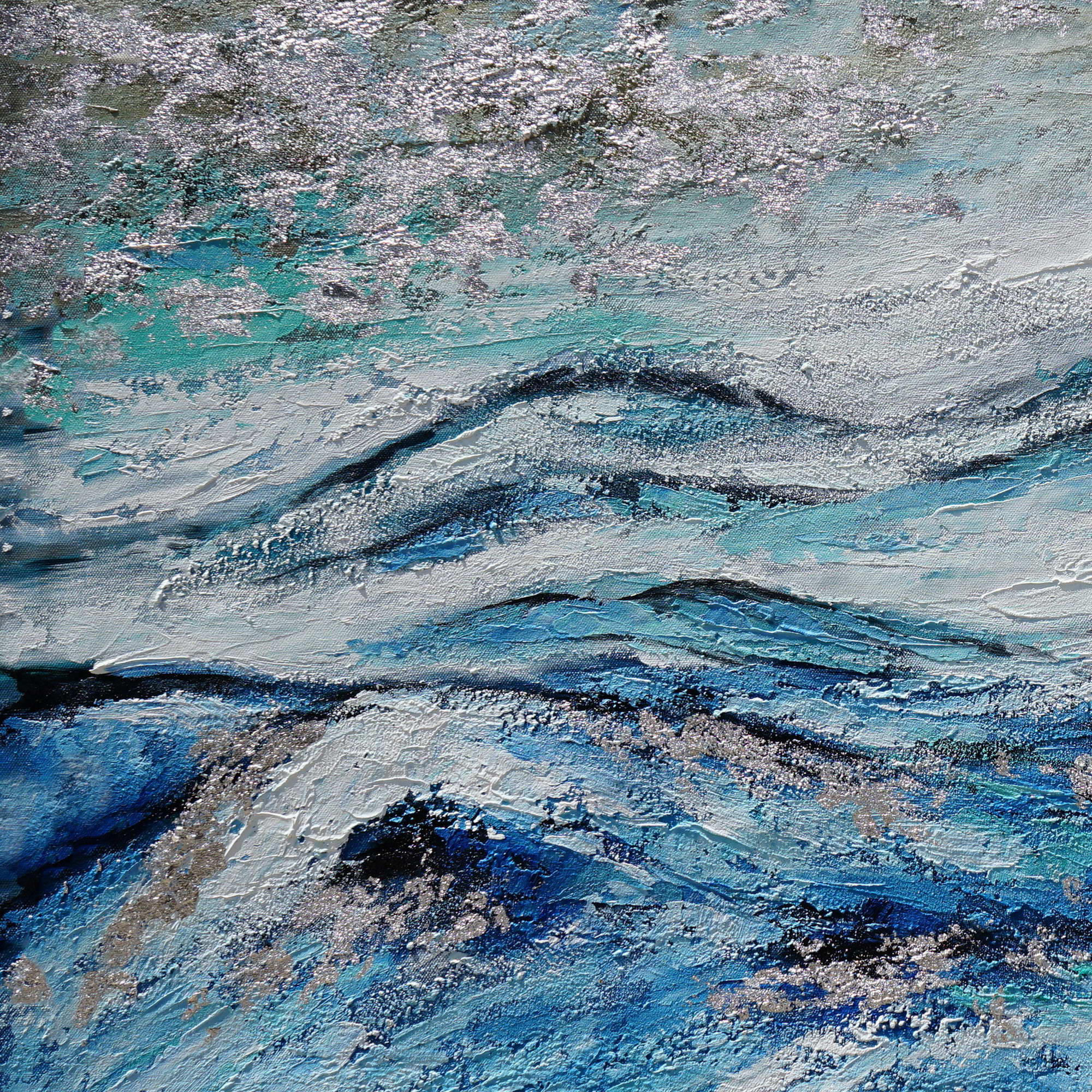 Hand painted Abstract Marine Movements 75x150cm