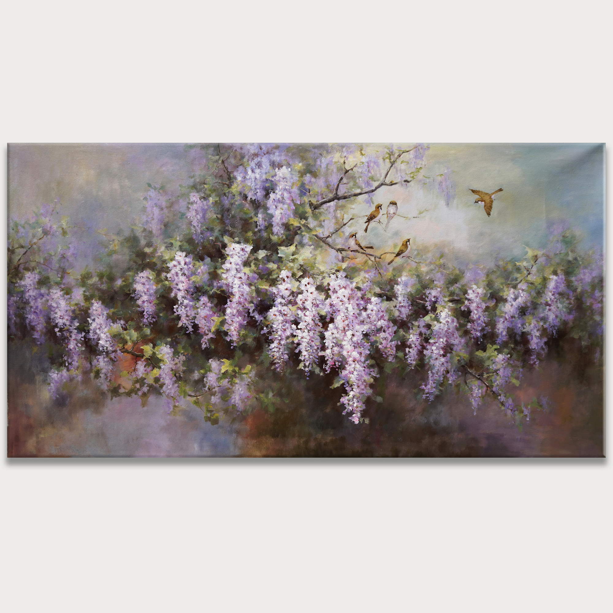 Hand painted Nature Wisteria in Bloom 90x180cm