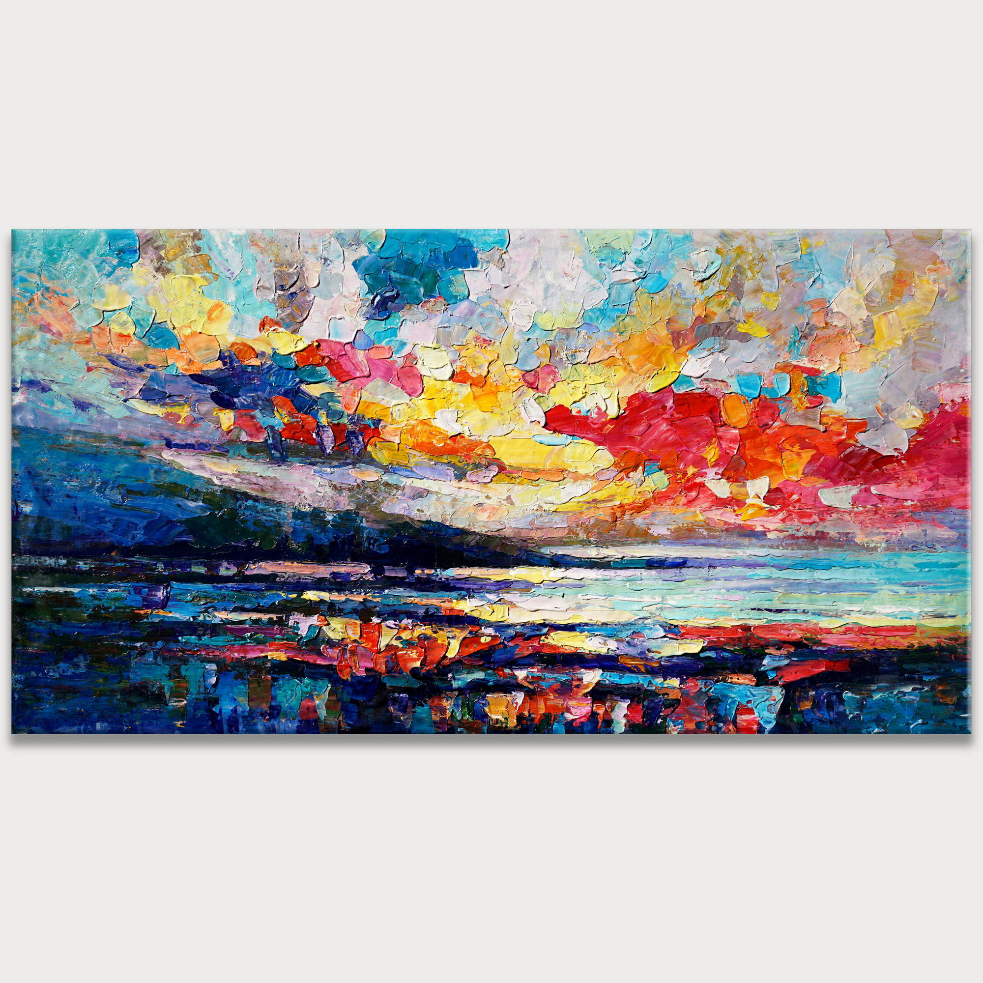 Dipinto a mano Paesaggio astratto tramonto 60x120cm