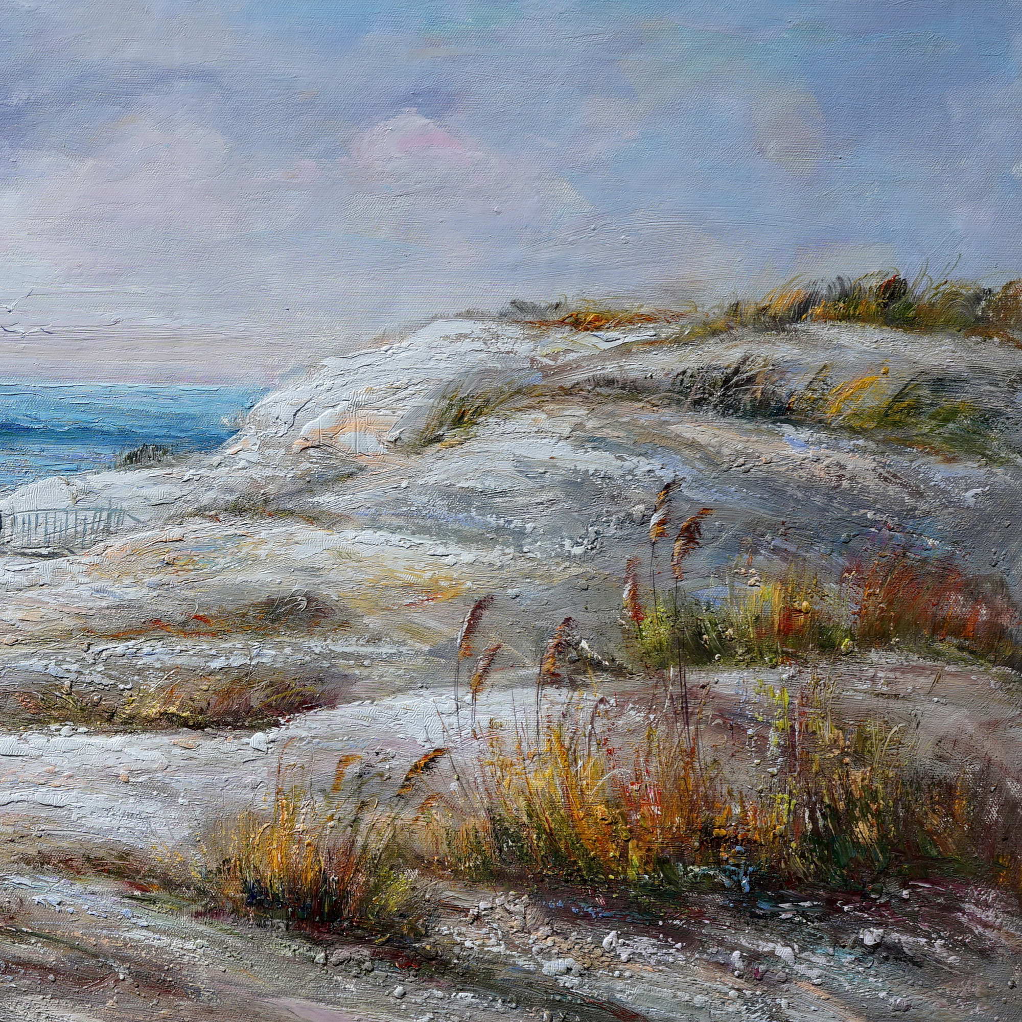 Dipinto a mano Paesaggio di mare Dune di sabbia 75x150cm