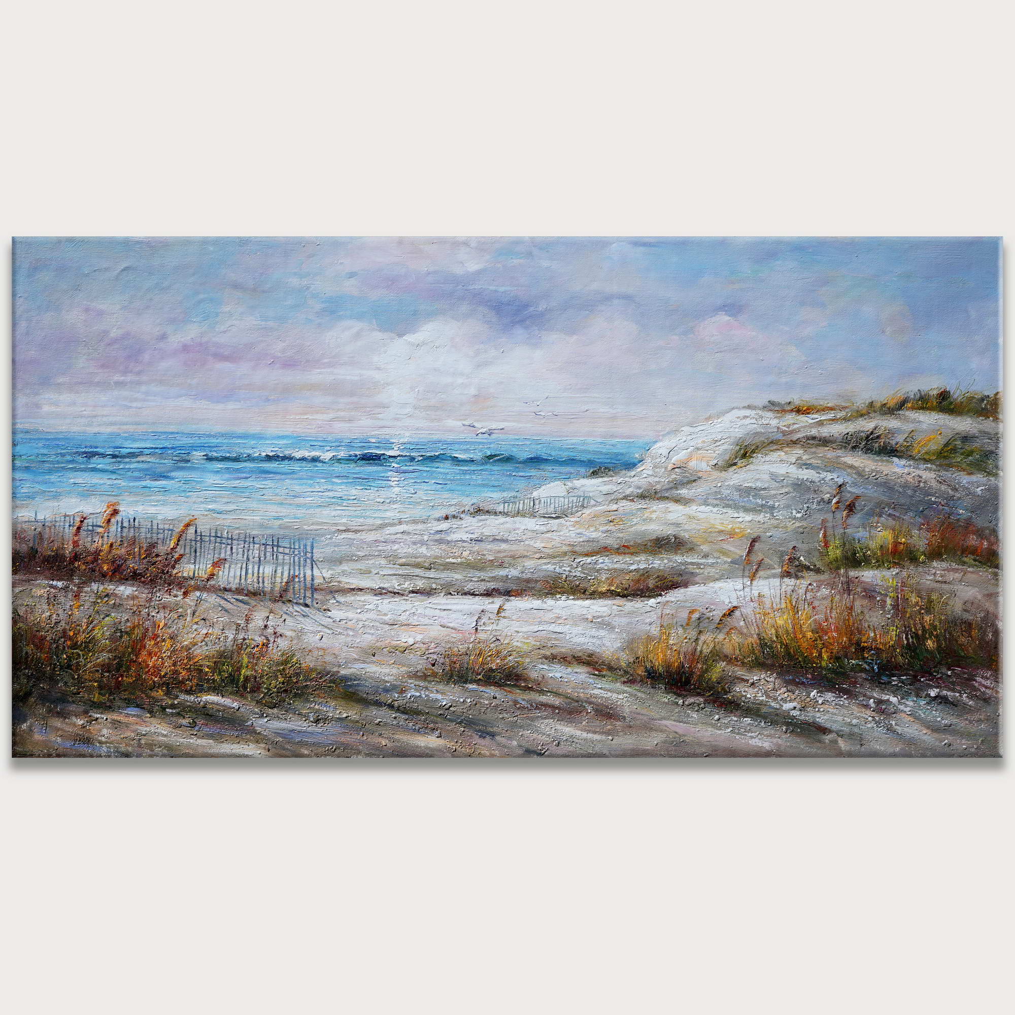 Hand painted Sea landscape Sand dunes 75x150cm
