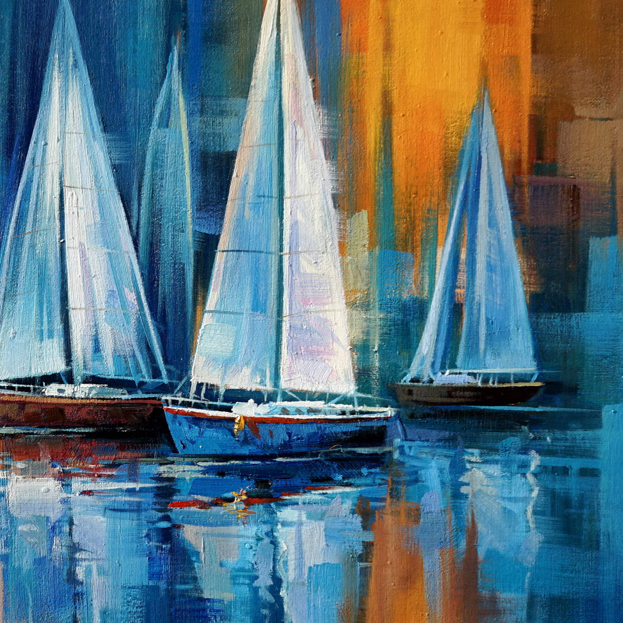 Abstract painting Sails at Sunset 60x120cm