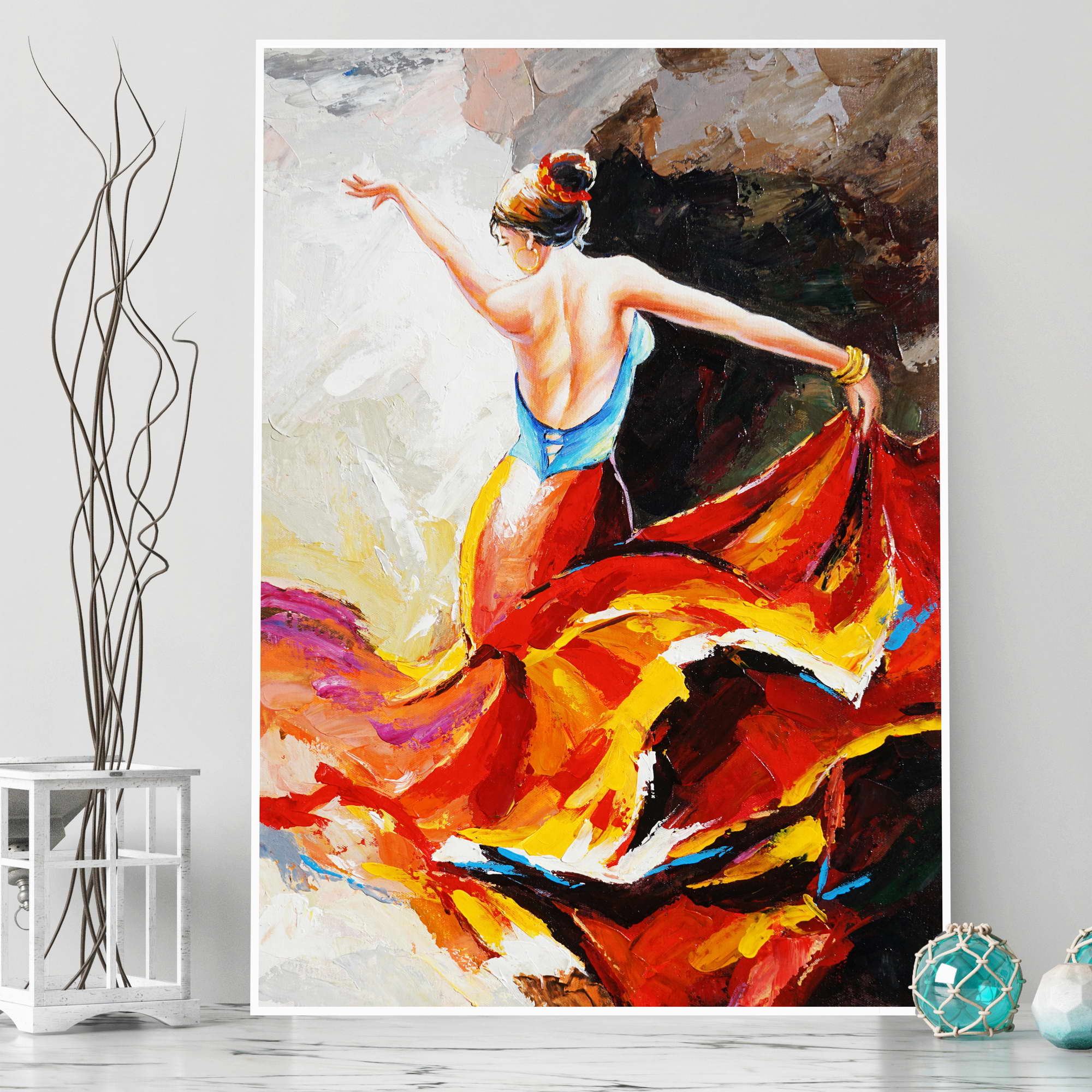 Danseuse de flamenco peinte à la main 50x70cm