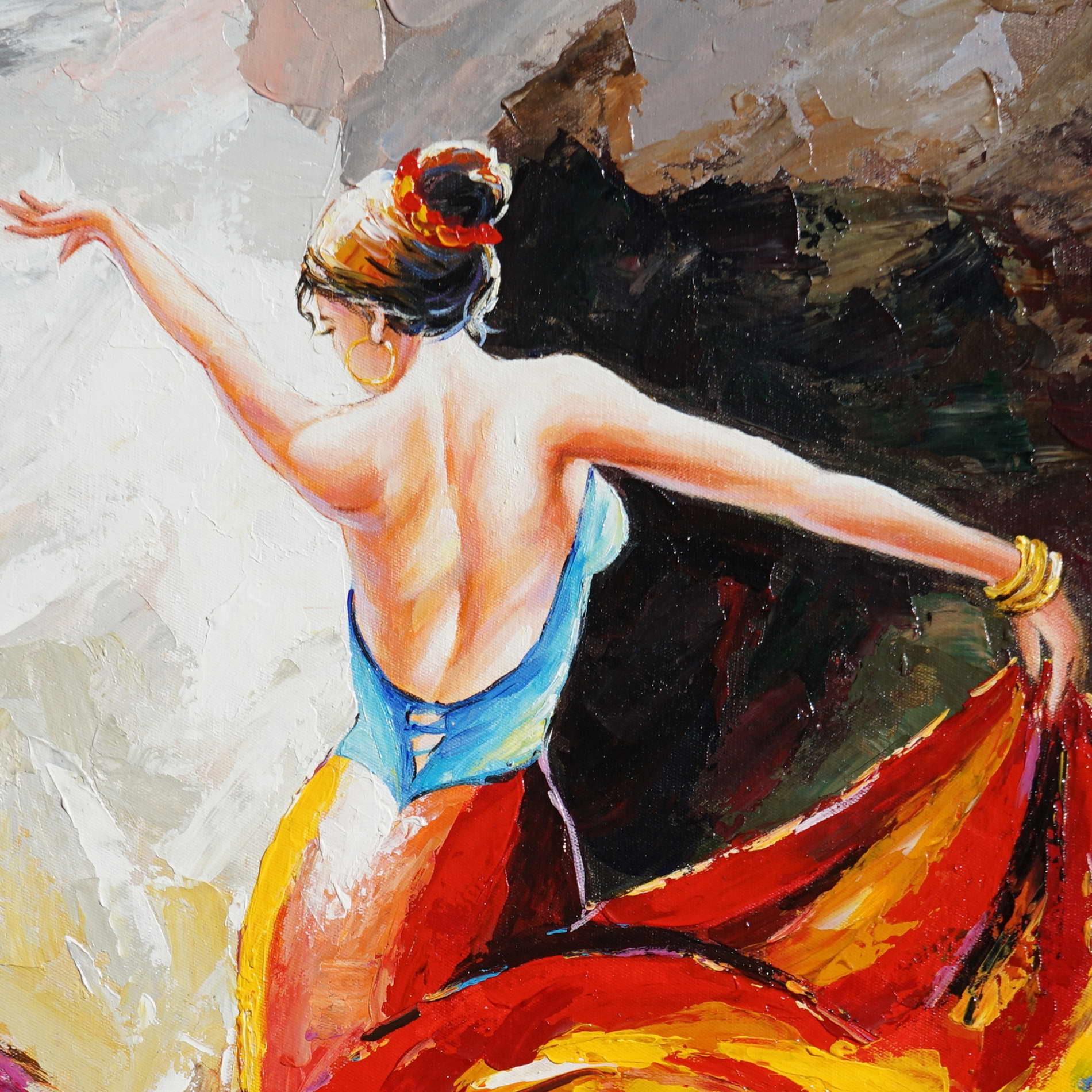 Danseuse de flamenco peinte à la main 50x70cm