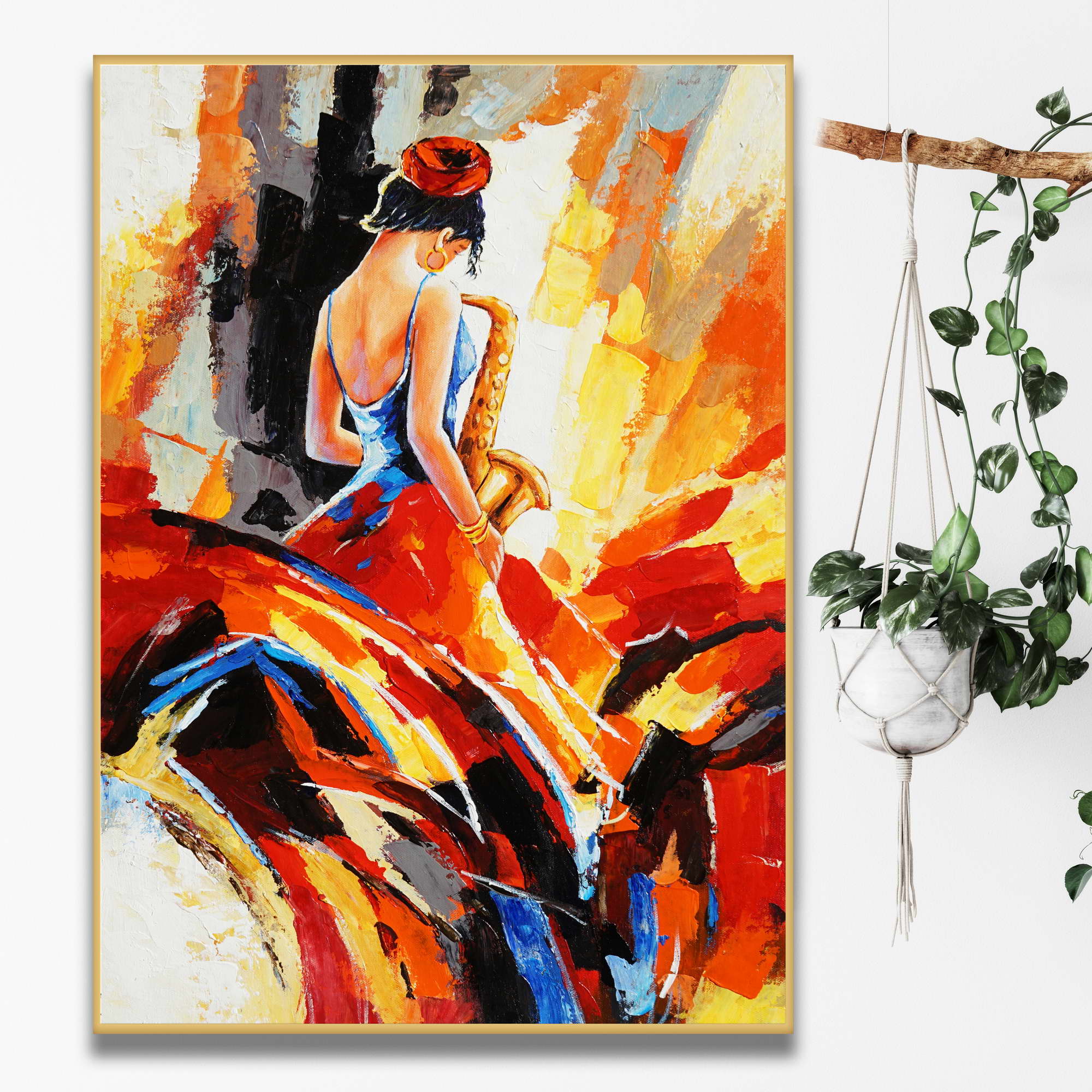Hand painted Musician with Saxophone 50x70cm