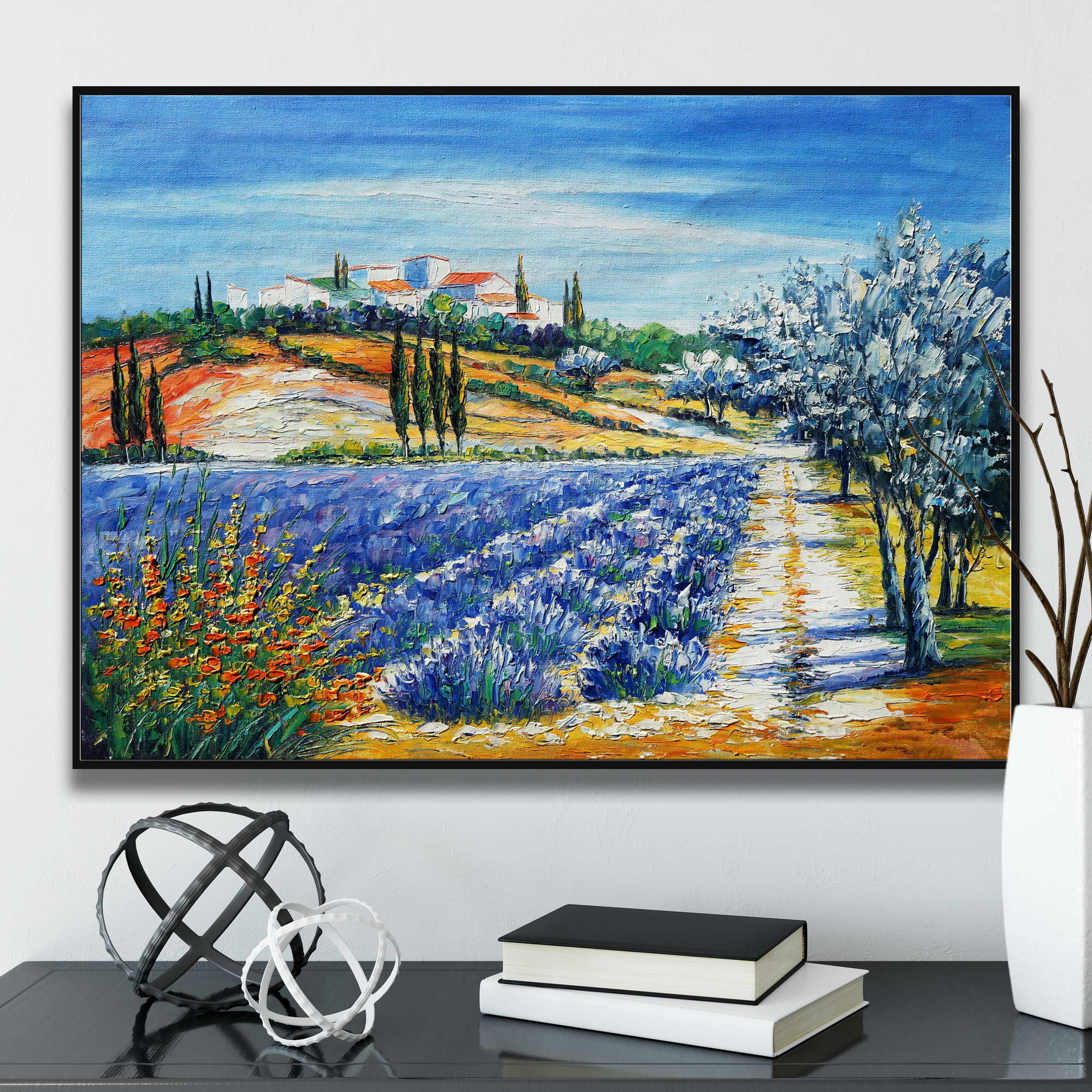 Hand painted Country landscape Lavender fields 50x70cm
