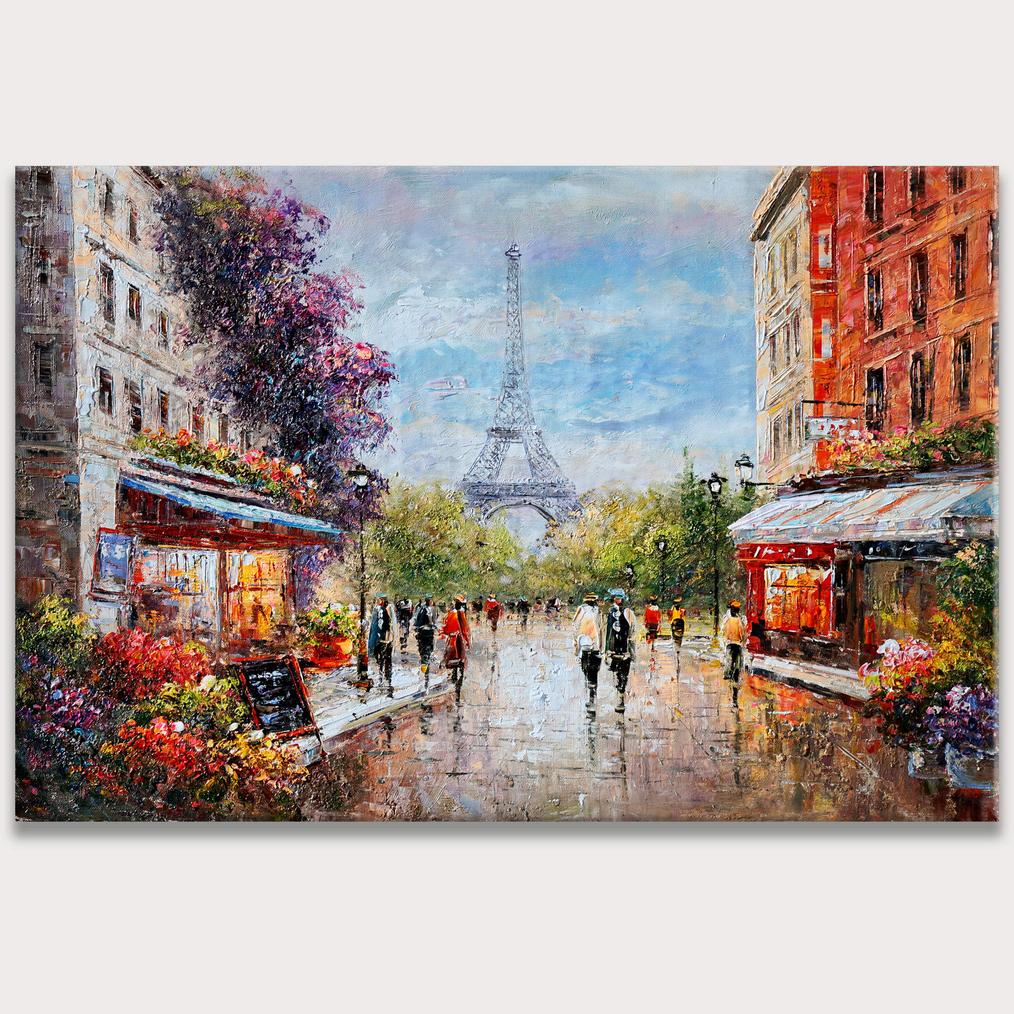 Hand painted Paris View of the Eiffel Tower 60x90cm